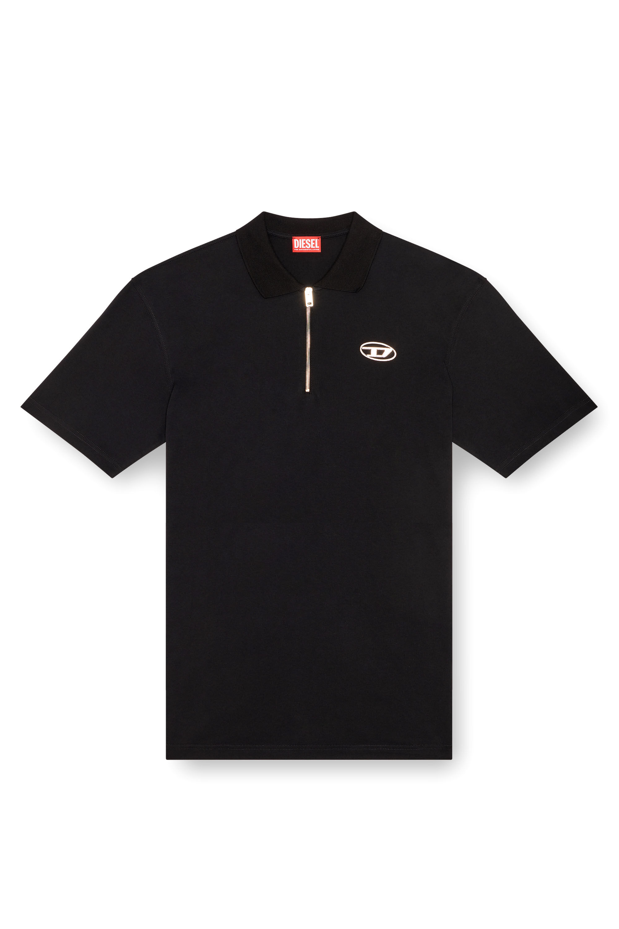 Men's Polo shirt with half zip | Black | Diesel Men's Polo shirt with half zip | Black | Diesel