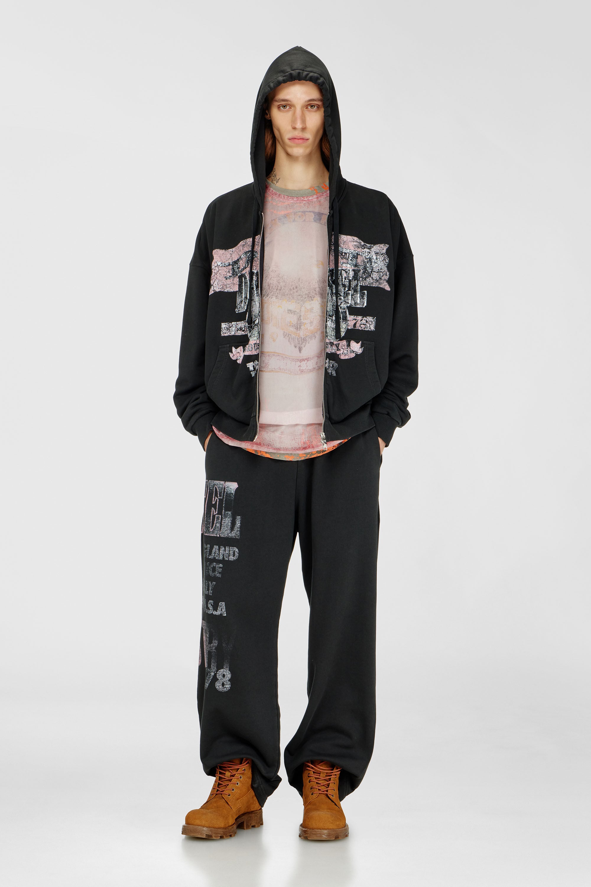 Diesel - S-WILL-ZIP, Man's Zip-up hoodie with concert graphics in null - 1