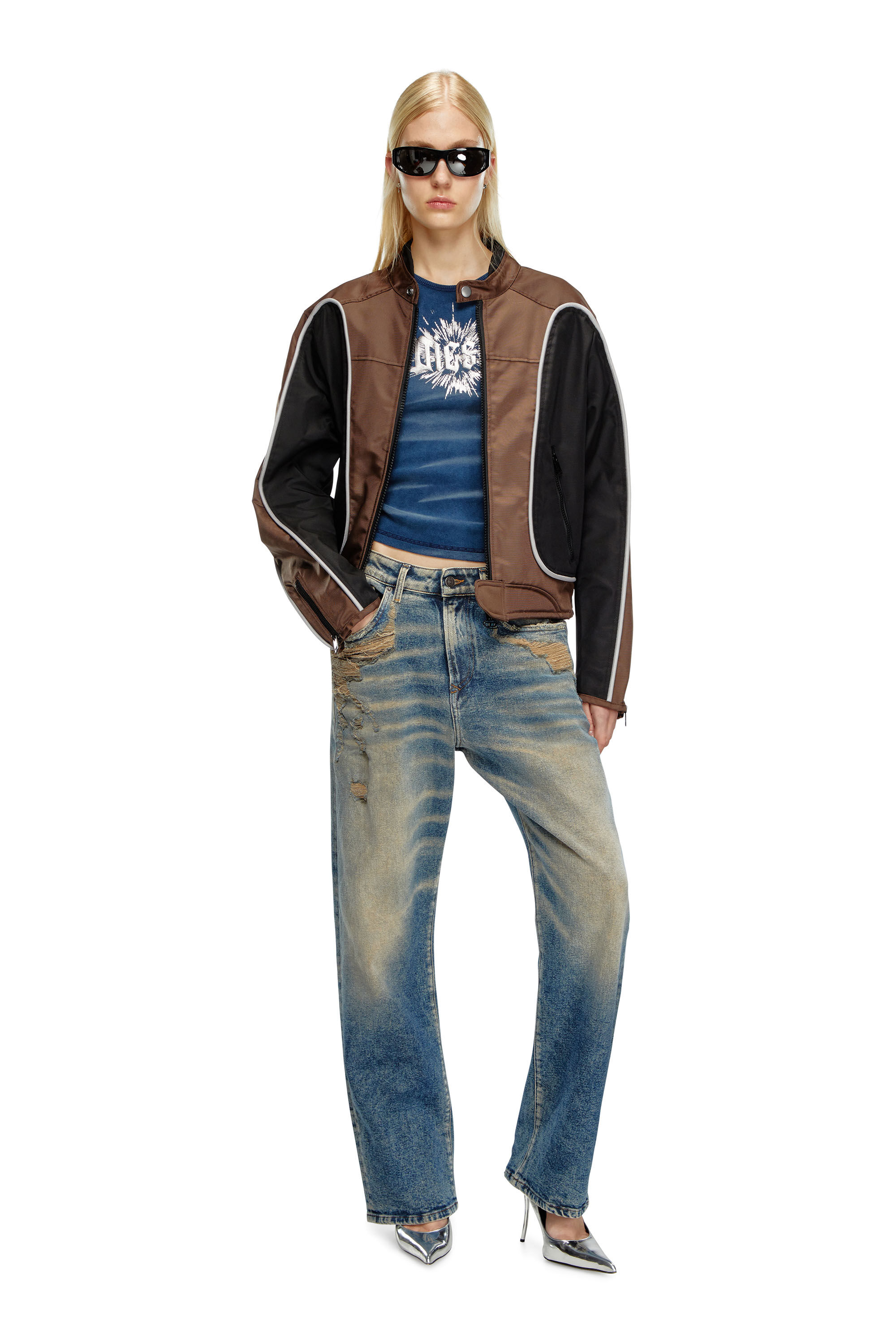 DIESEL(ディーゼル) 90's Leather switching nylon biker jacket