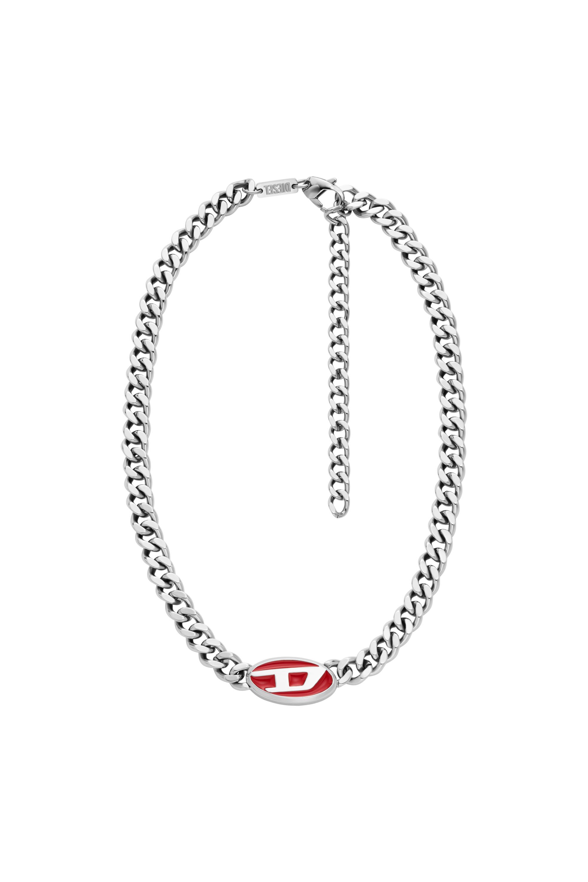 Women's Red enamel chain necklace | Silver | Diesel