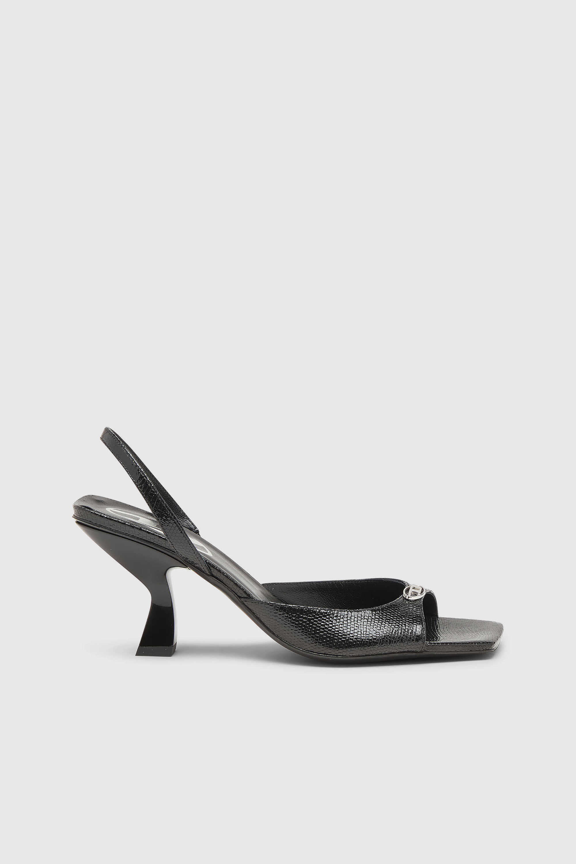 Women's D-Amber-Slingback sandals in lizard-effect leather | Black