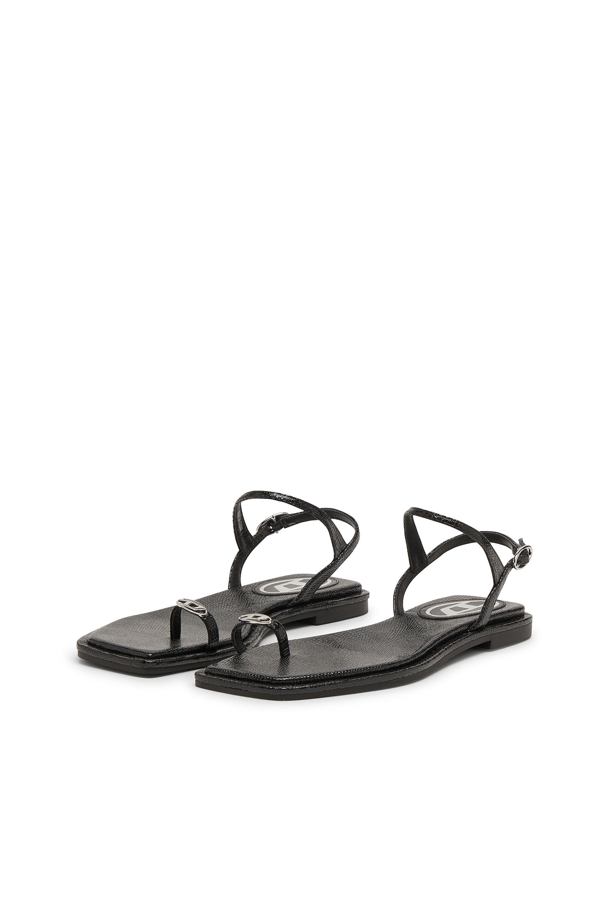 Diesel - D-AMBER INFRA 0, Woman's D-AMBER - Sandal in leather with metallic logo in Black - 7