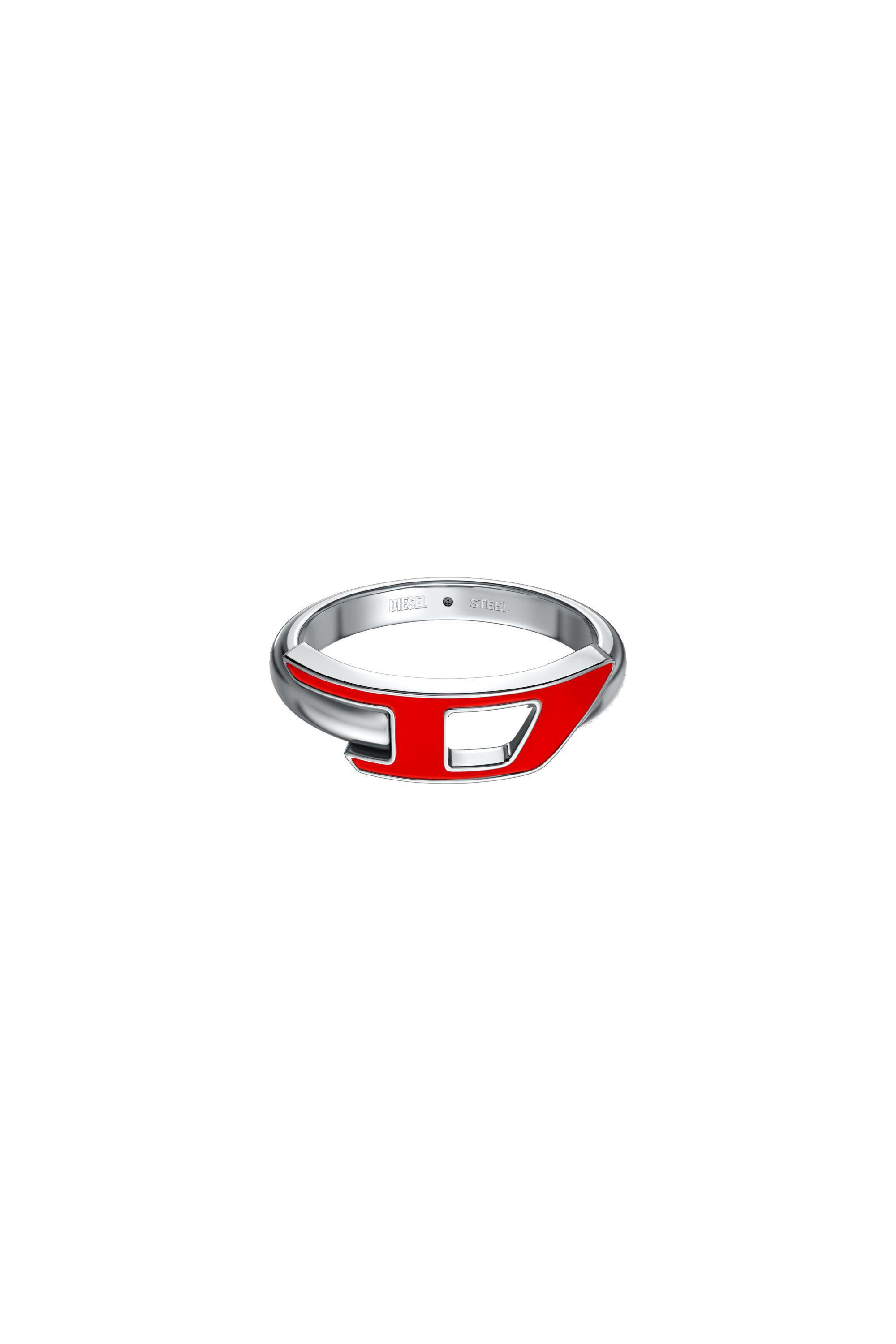 Diesel - DX1688040 JEWELLERY, Unisex's Stainless steel band ring in Silver/Red - 2