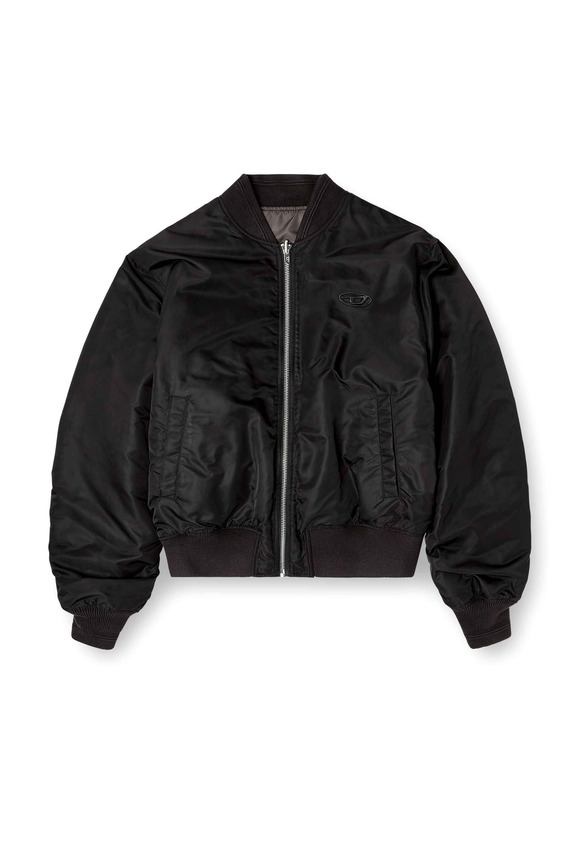 Men's Padded bomber jacket with Oval D embroidery | Black | Diesel FI