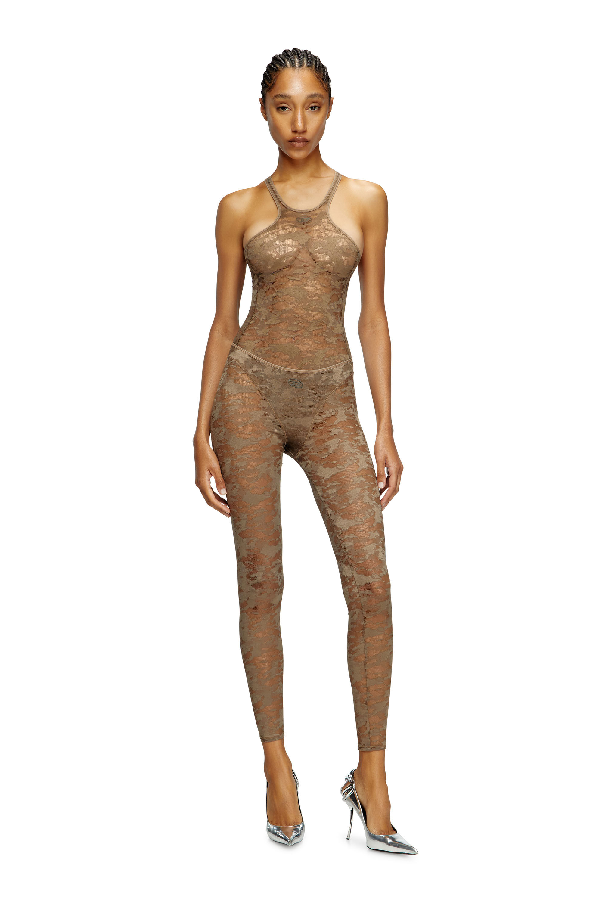 パンツ CLAIRE-UTLT LACE LEGGINGS Women's Camo lace leggings | Brown | Diesel