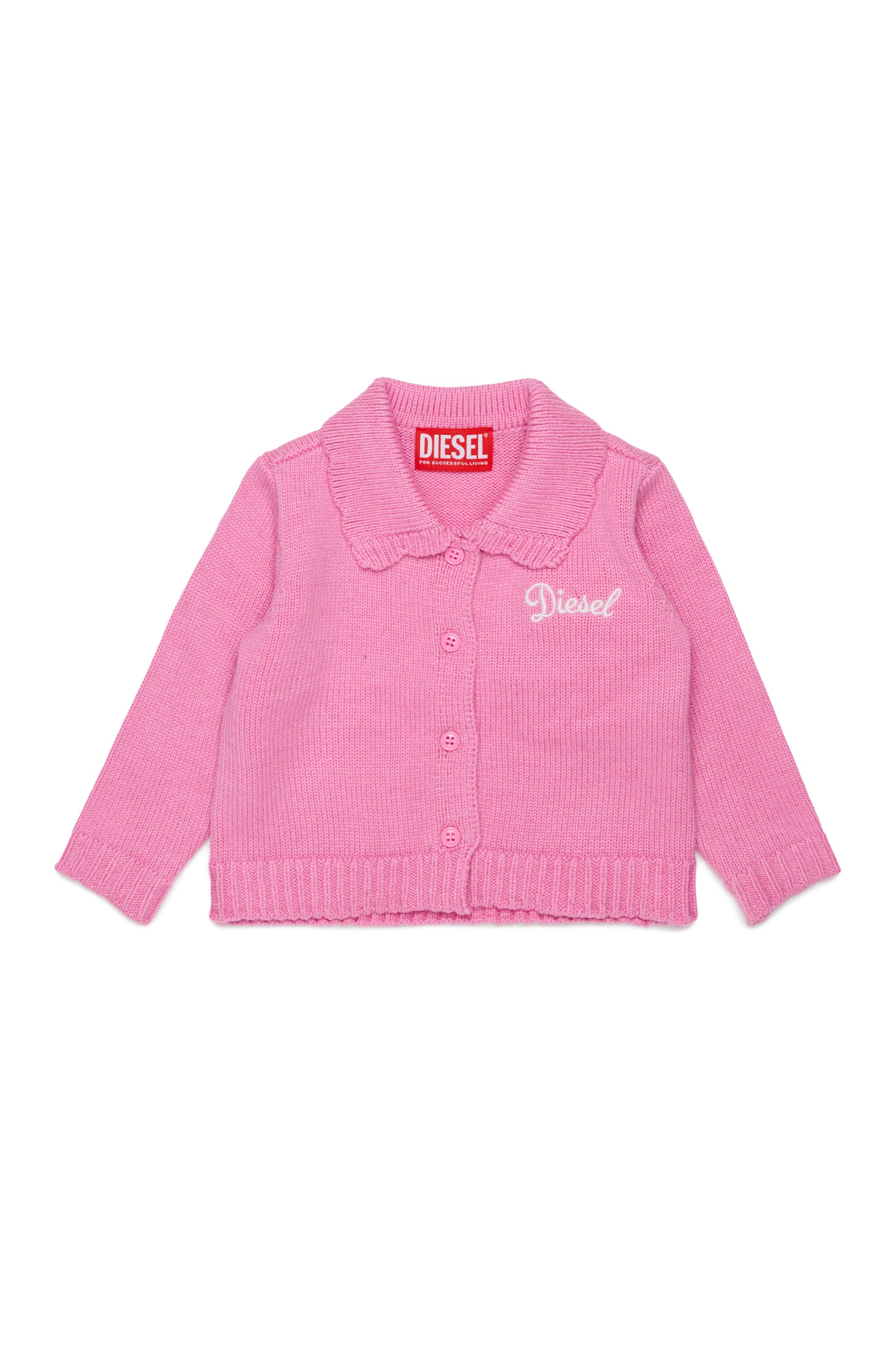 Diesel - KSCALOB, Woman's Cashmere-enriched cardigan with scalloped collar in Pink - 1