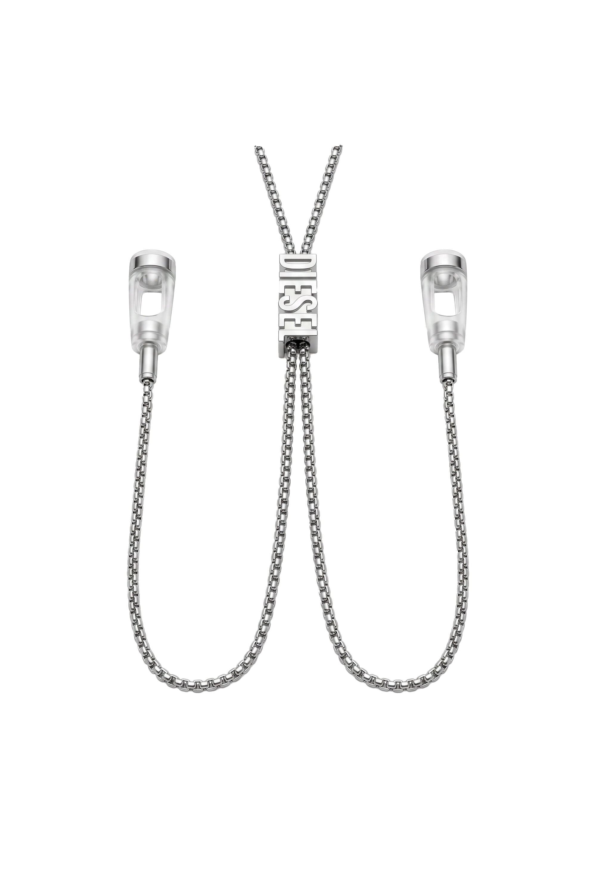 Diesel - 60669 EARBUDS CHAIN EARBUNDS CHAIN, Unisex's D chain earbuds necklace in Silver - 2