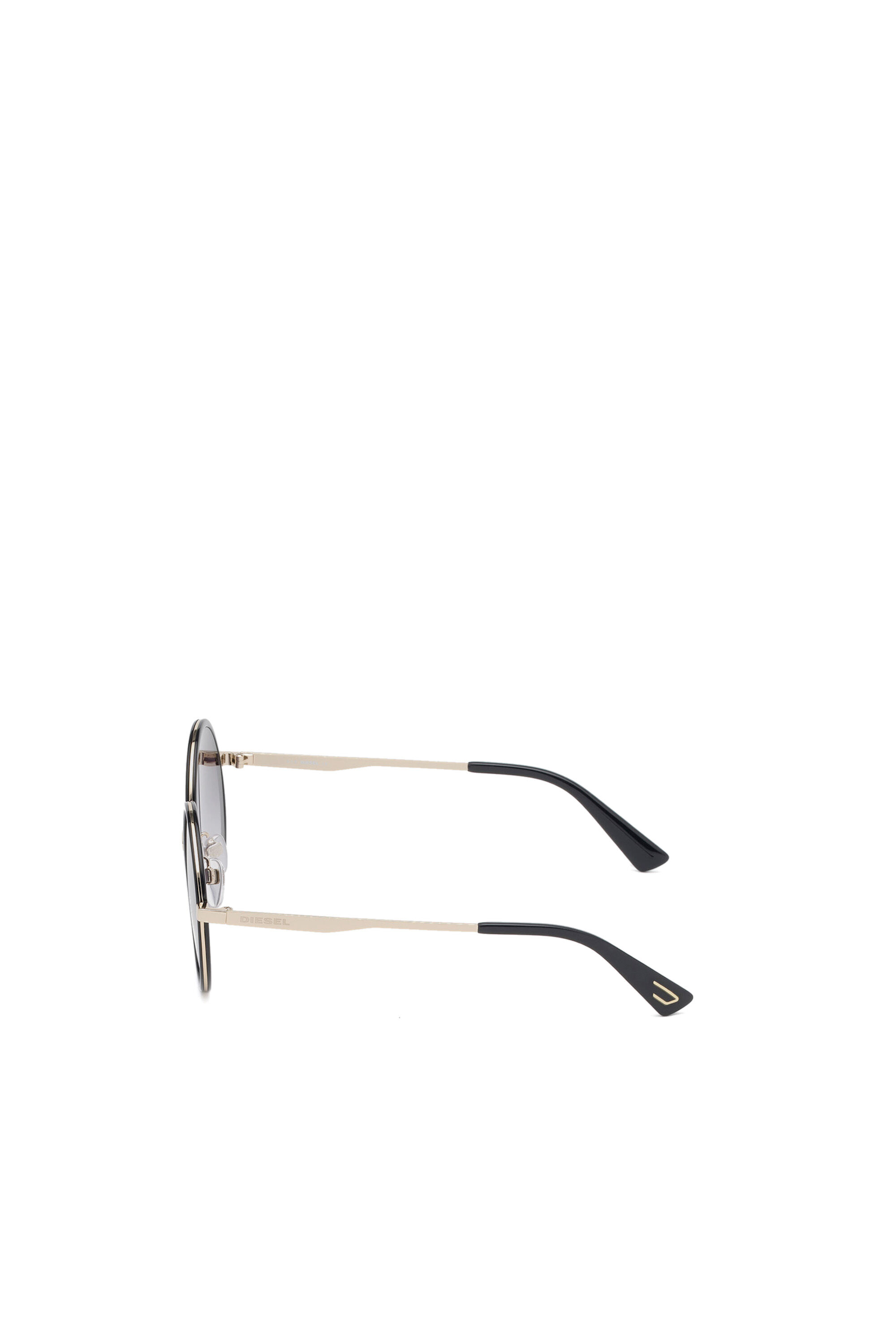 Diesel - DL0276, Woman's Rounded sunglasses in acetate in Black/Gold - 4