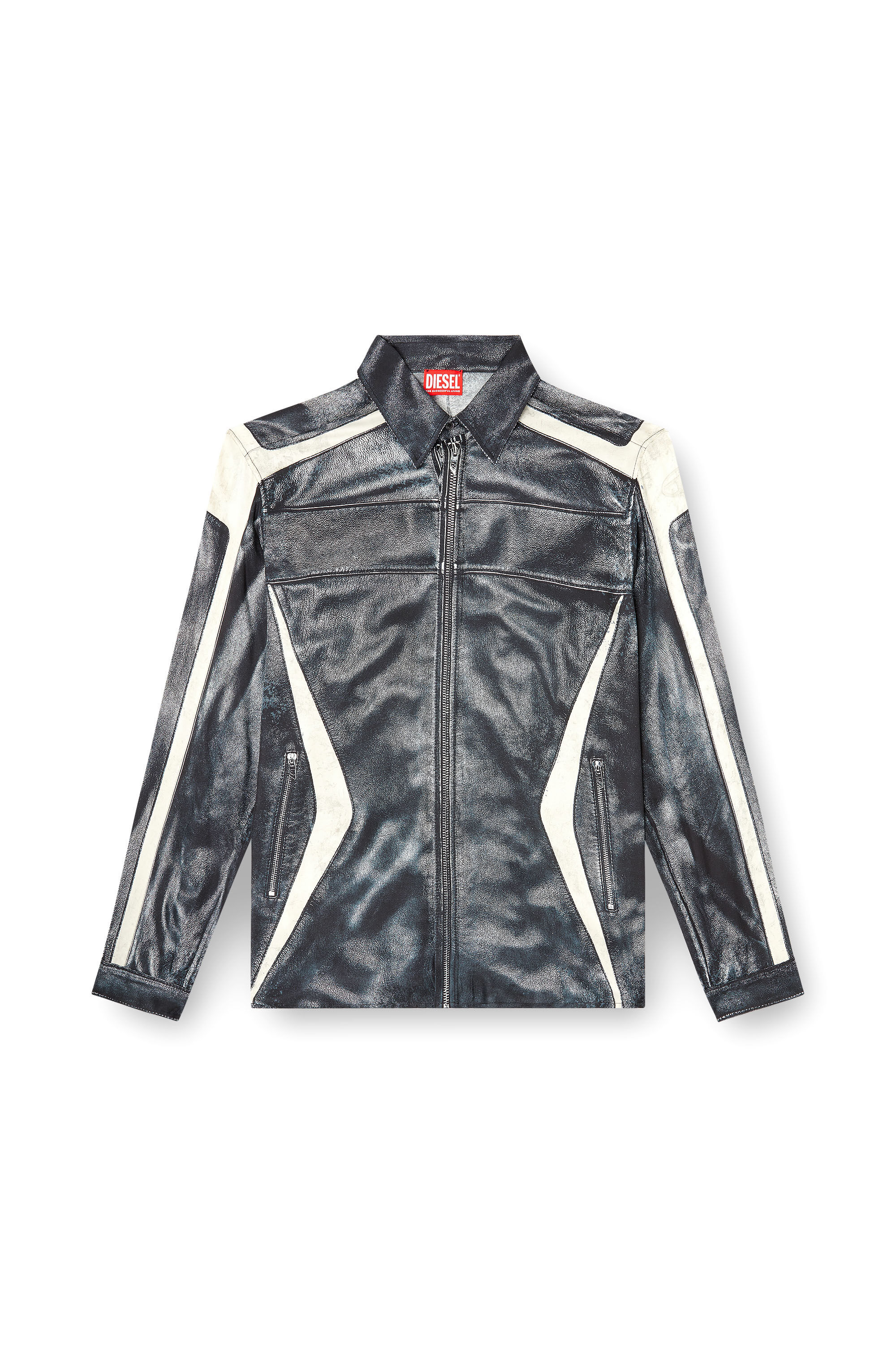 Diesel - S-SIMPLY-BMCZ, Man's Printed viscose shirt with front zip closure in null - 2