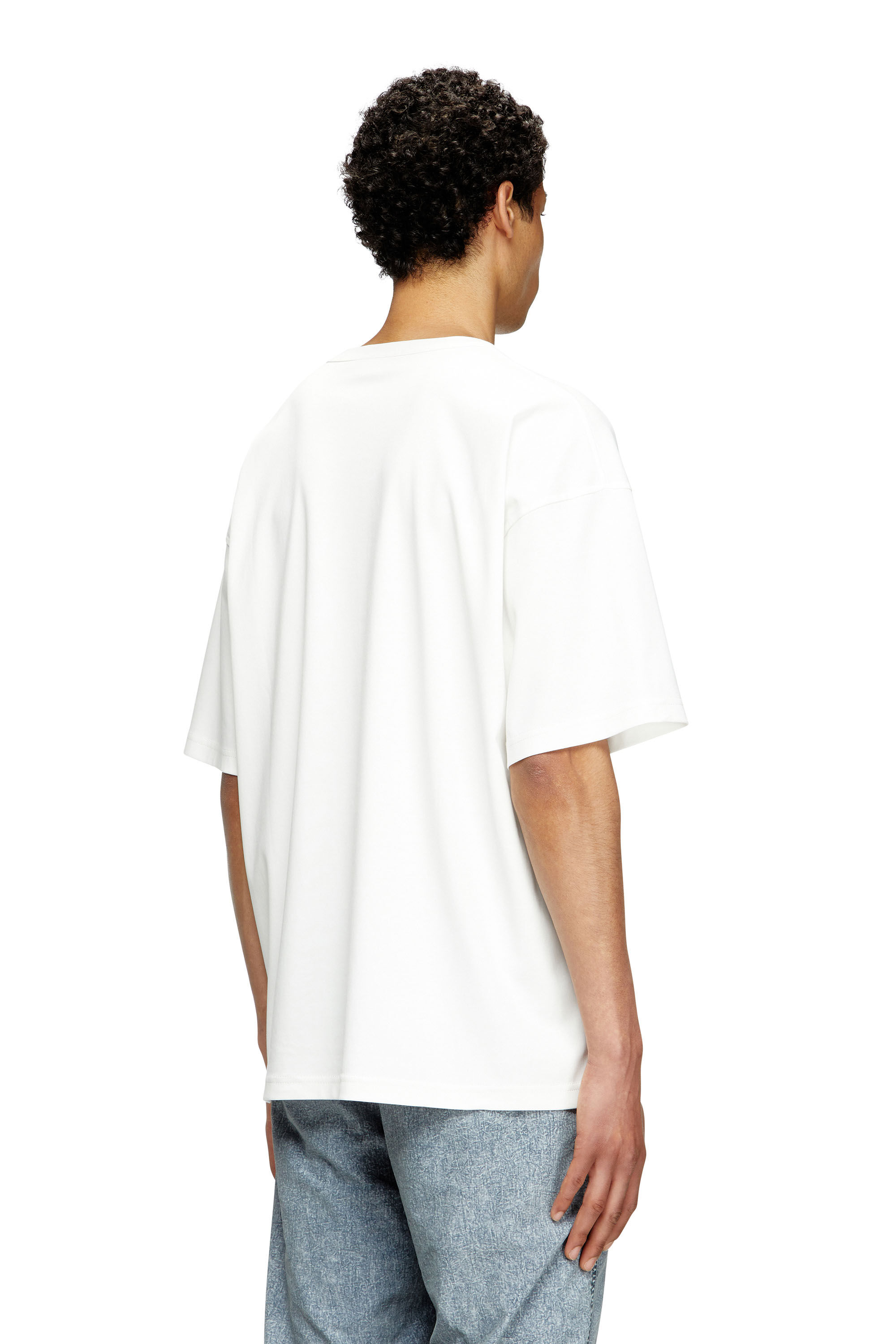 Men's T-shirt with red Oval D | White | Diesel FI