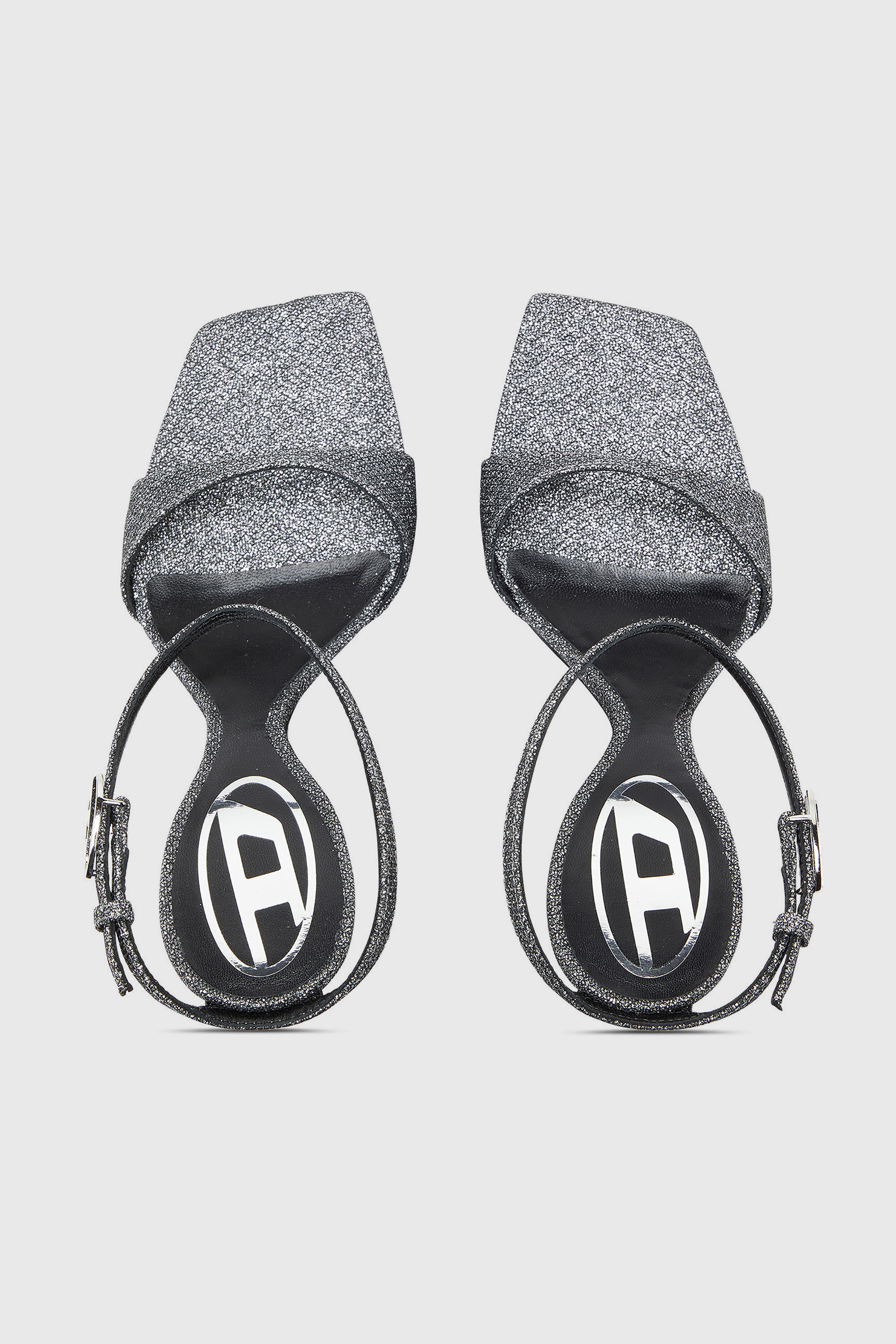 Diesel - D-AMBER SANDAL WEDGE, Woman's D-Amber-Wedge sandals in Lurex fabric in Silver - 5