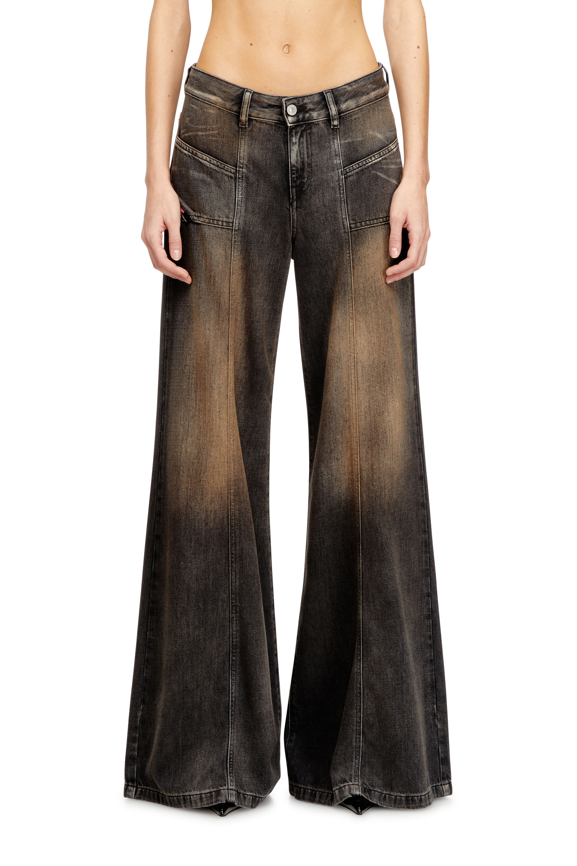 Women's Flare Jeans | Black/Dark grey | Diesel D-Akii