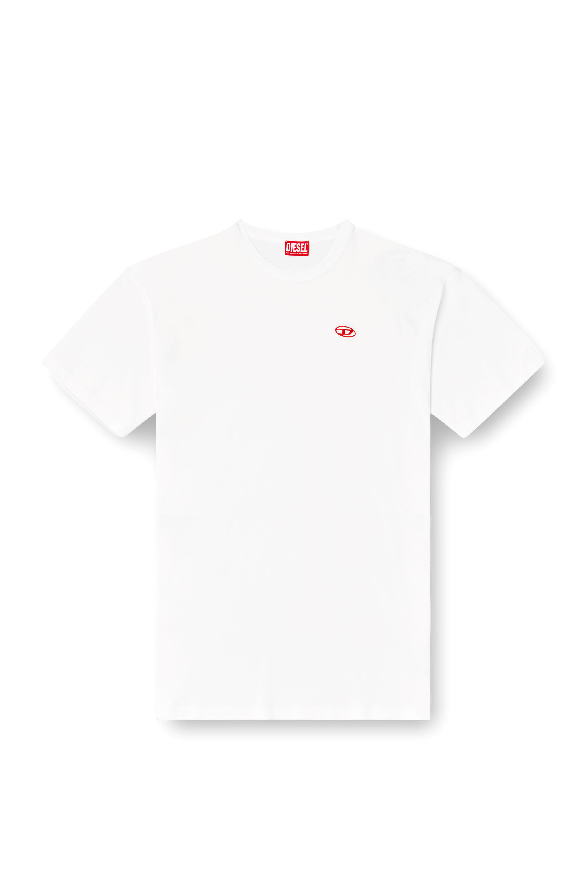 Men's T-shirt with red Oval D | White | Diesel FI