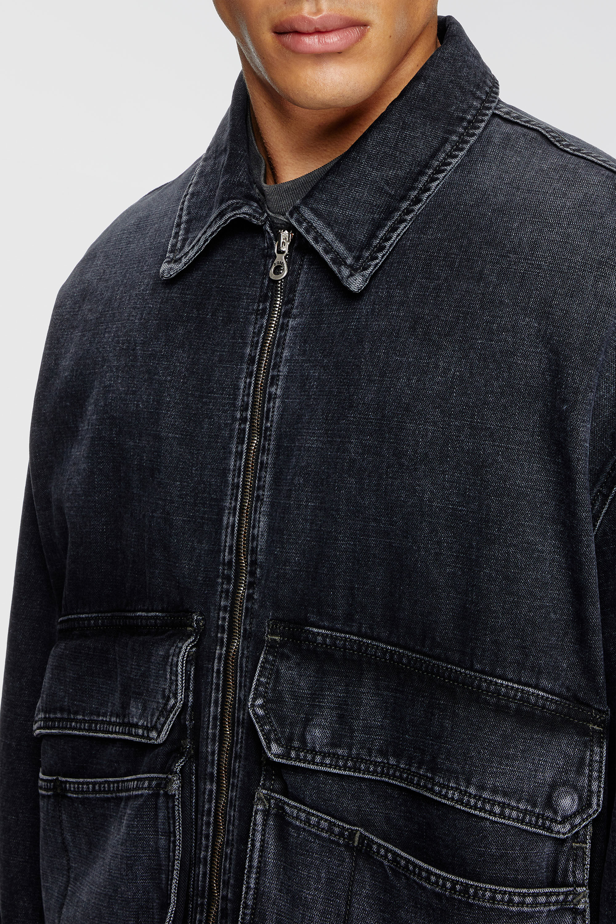 Diesel - D-KURZ, Unisex's Jacket in batavia-weave denim in Black - 5