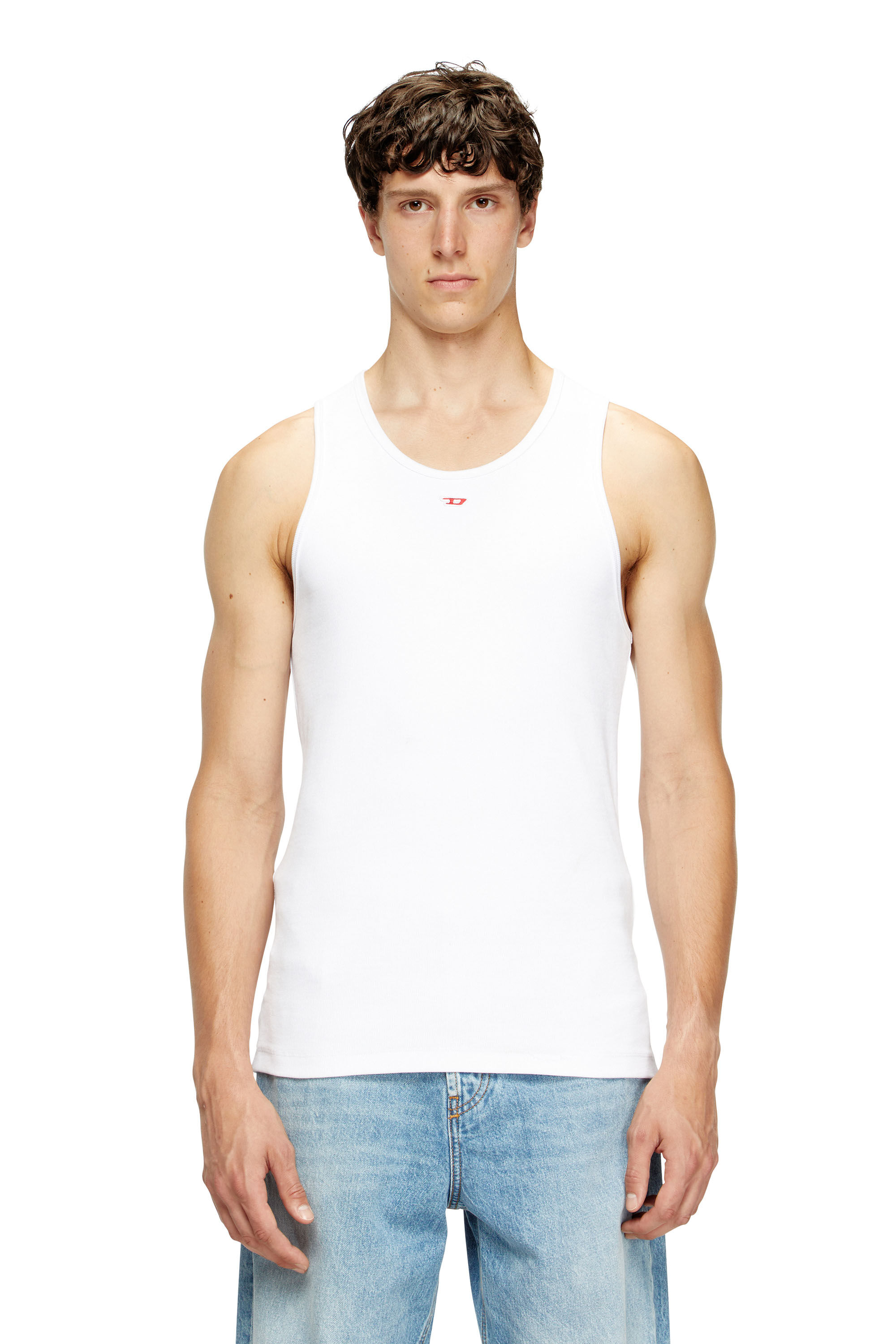 Diesel - T-LIFTY-D, Man's Tank top with mini D logo patch in White - 3
