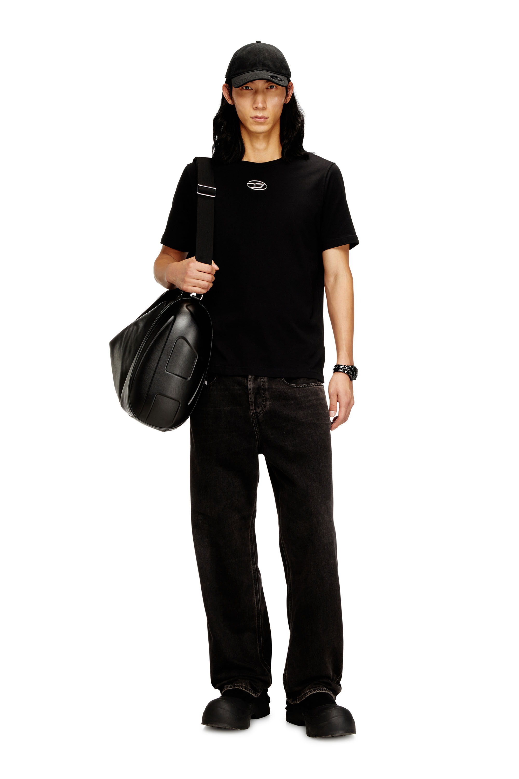 DIESEL ブラック トップス　Mサイズ Men's T-shirt with metallic Oval D | Black | Diesel