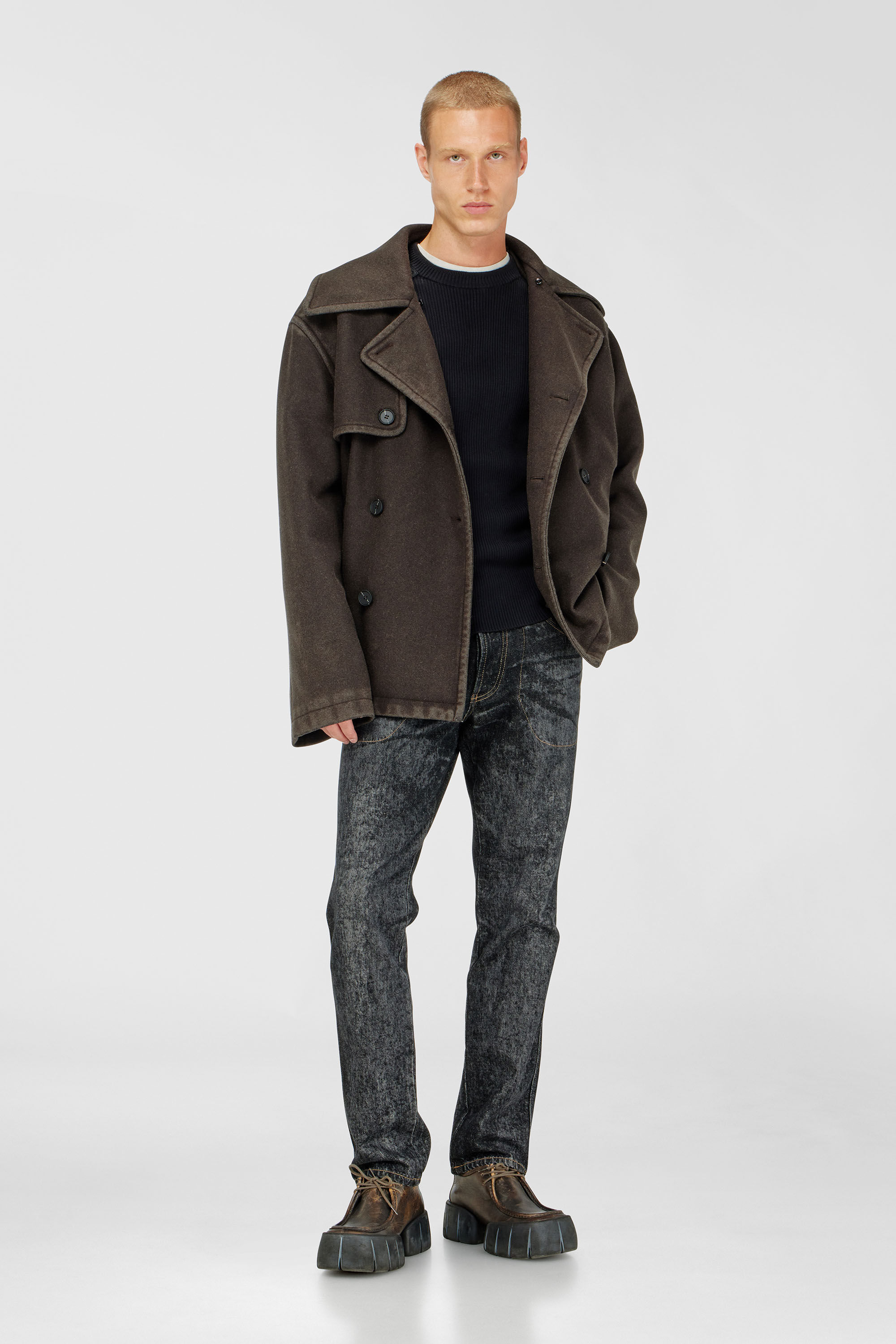 Diesel - K-MARTIN, Man's Ribbed jumper with shoulder panels in Black - 1