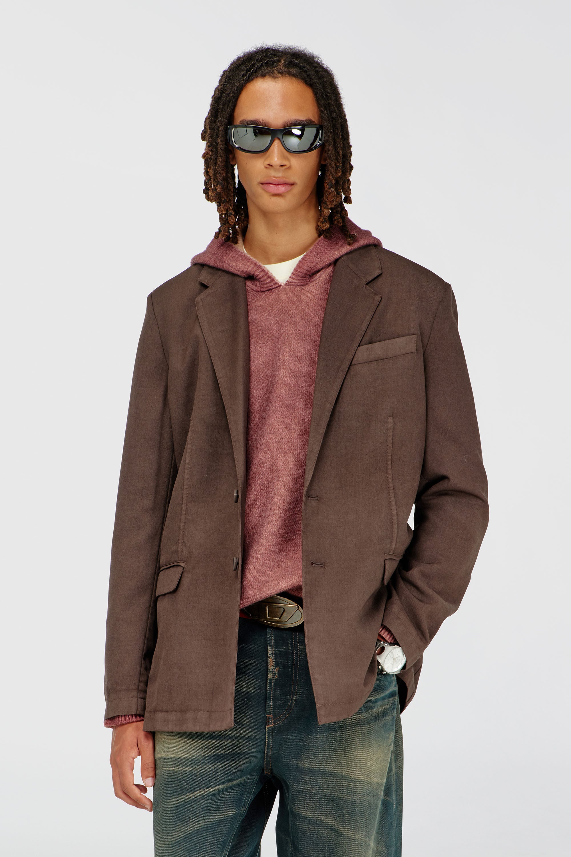 Diesel - J-CREED-AECB, Man's Blazer in stretch wool in Brown - 3