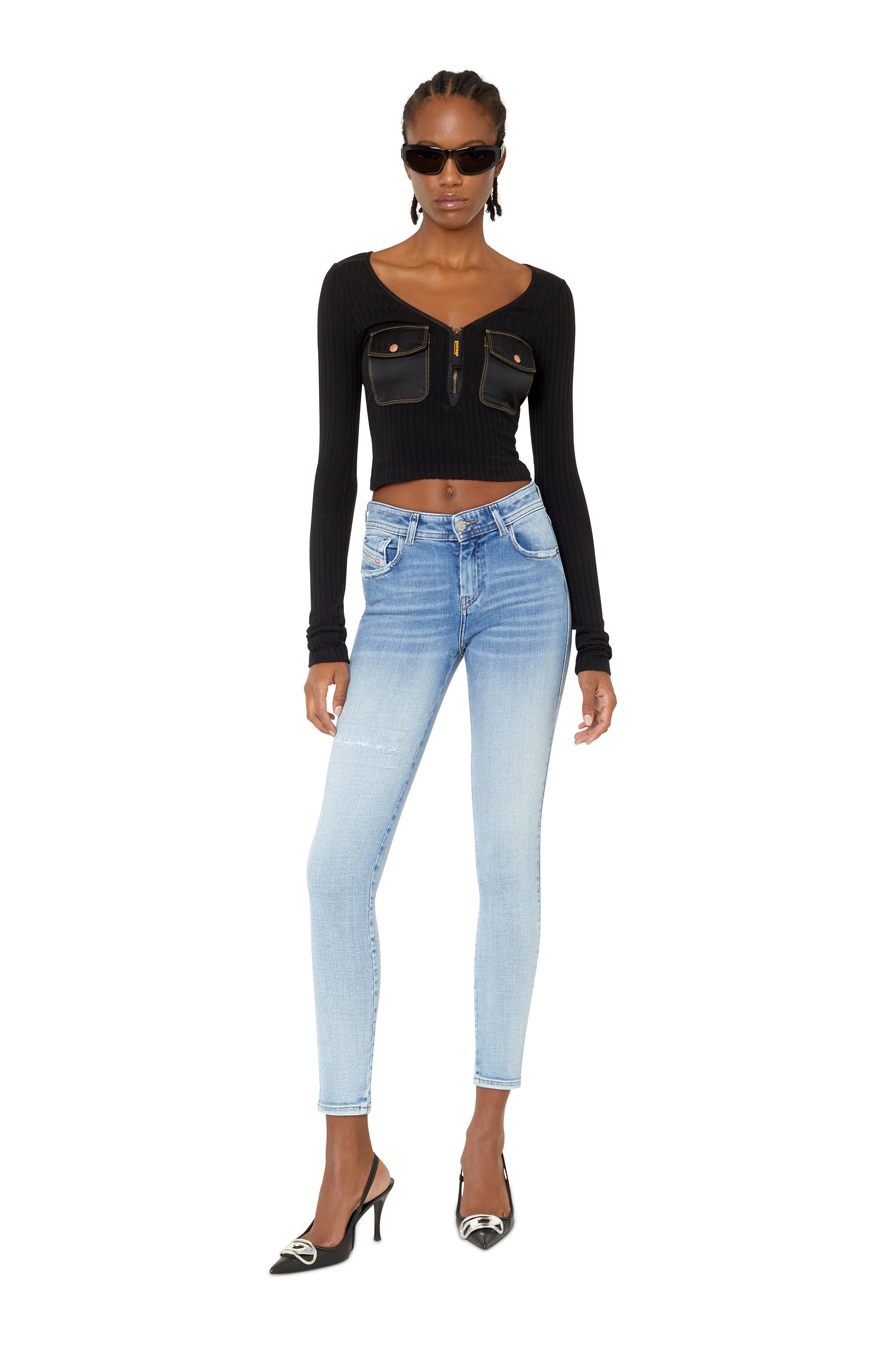 Diesel - 2017 Slandy 09B08 Super skinny Jeans, Light Blue - Image 1