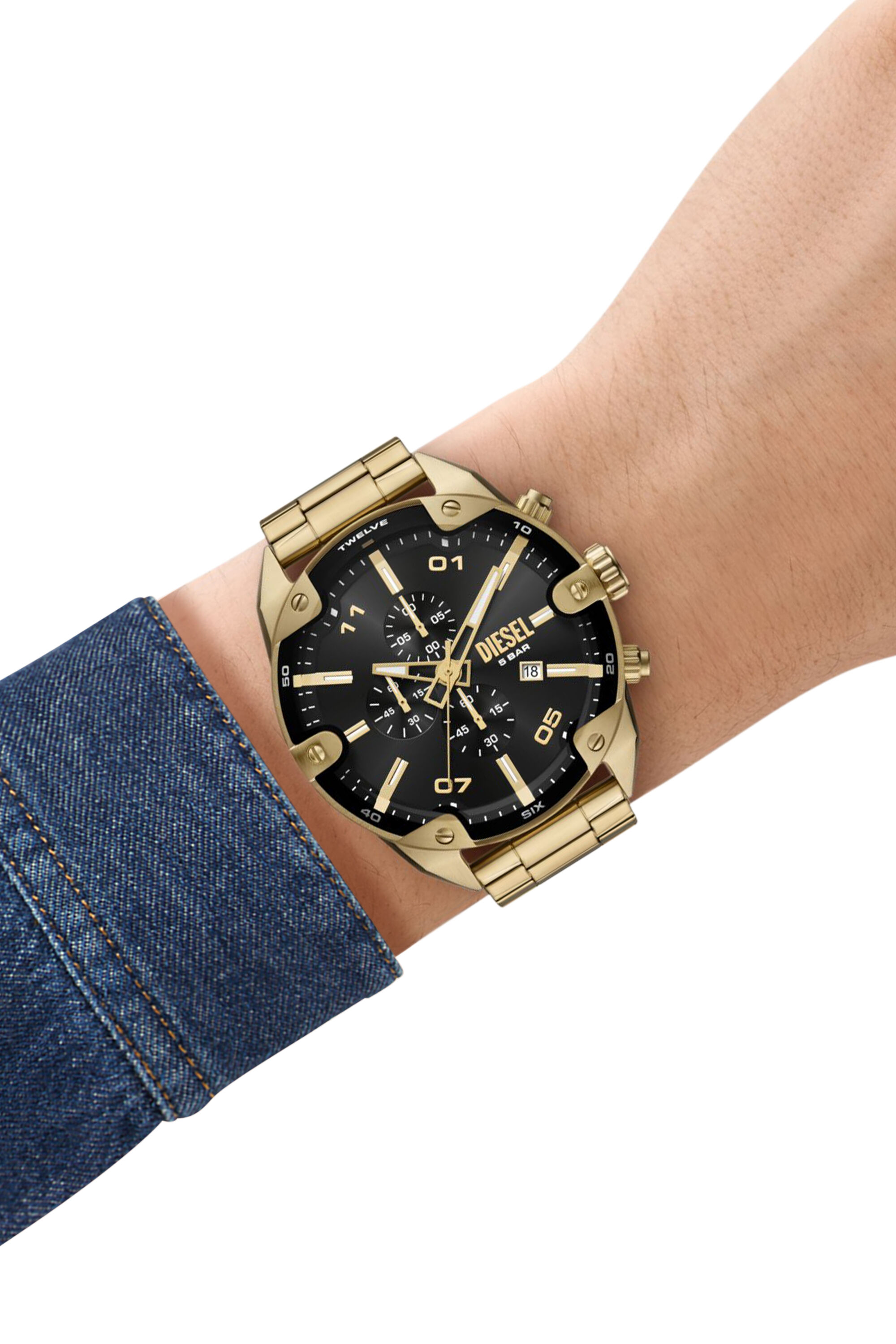 Men's Diesel Spiked Chronograph Gold-Tone Stainless Steel