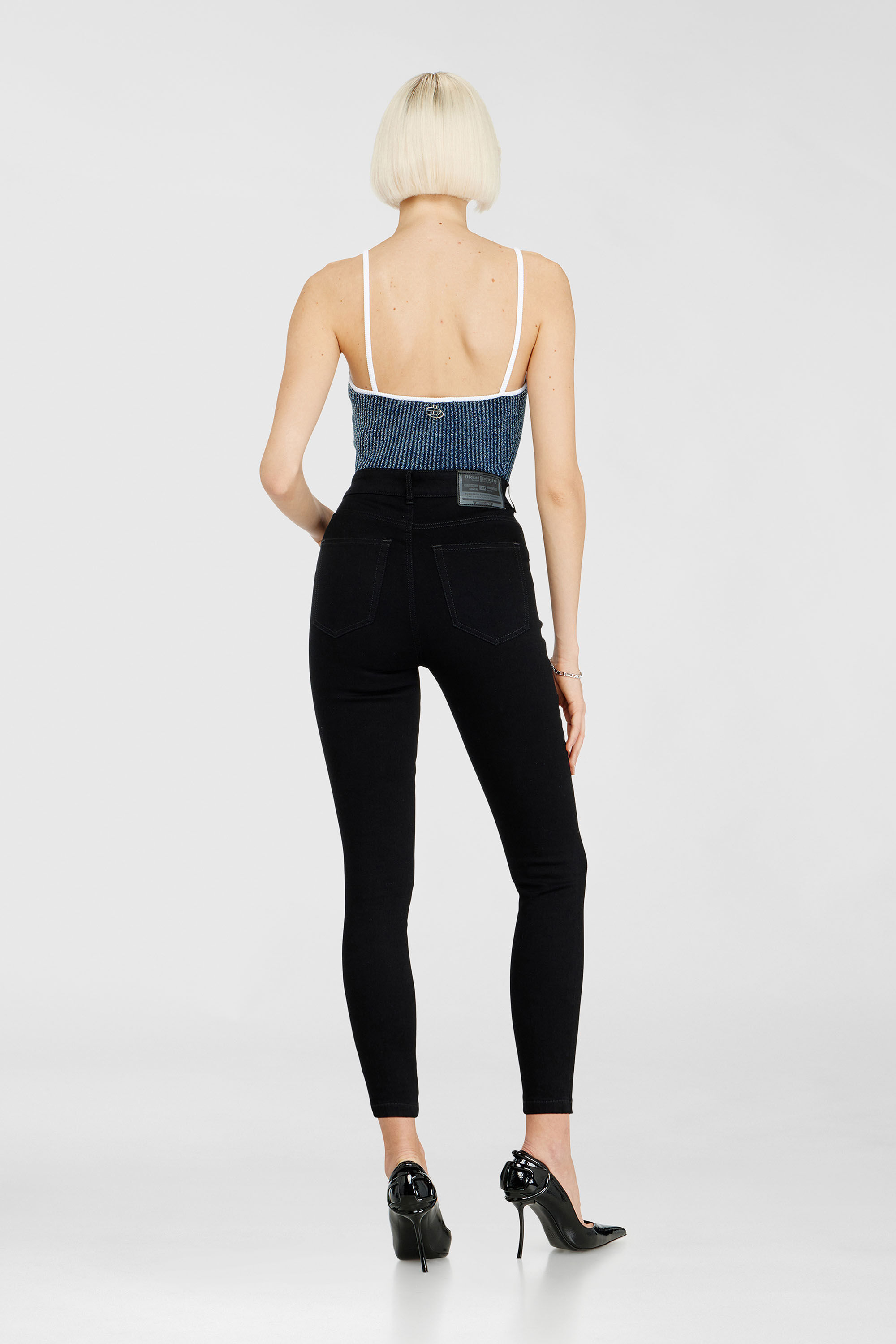 Diesel - Woman's Skinny Jeans 1984 Slandy-High 069EF, Black/Dark grey - 3