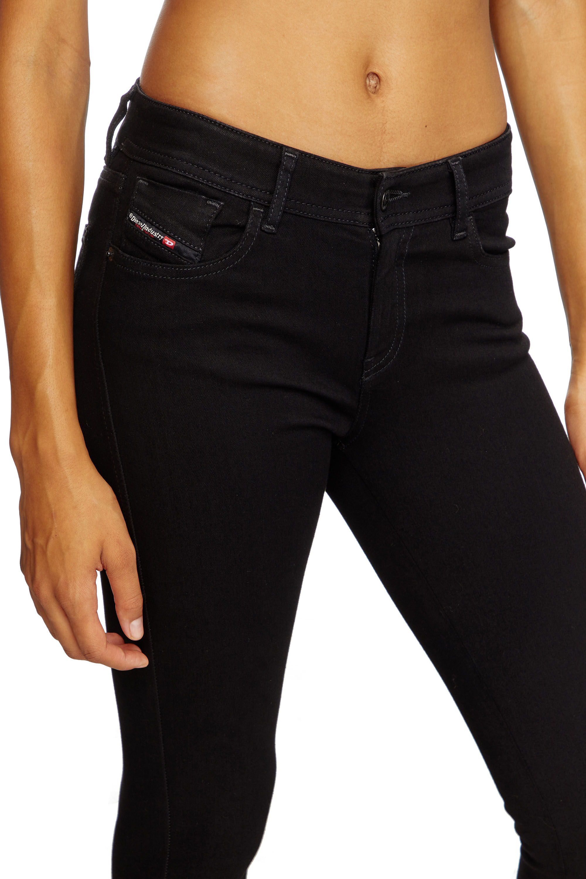 2017 SLANDY Woman: Super skinny Jeans regular waist | Black/Dark grey |  Diesel