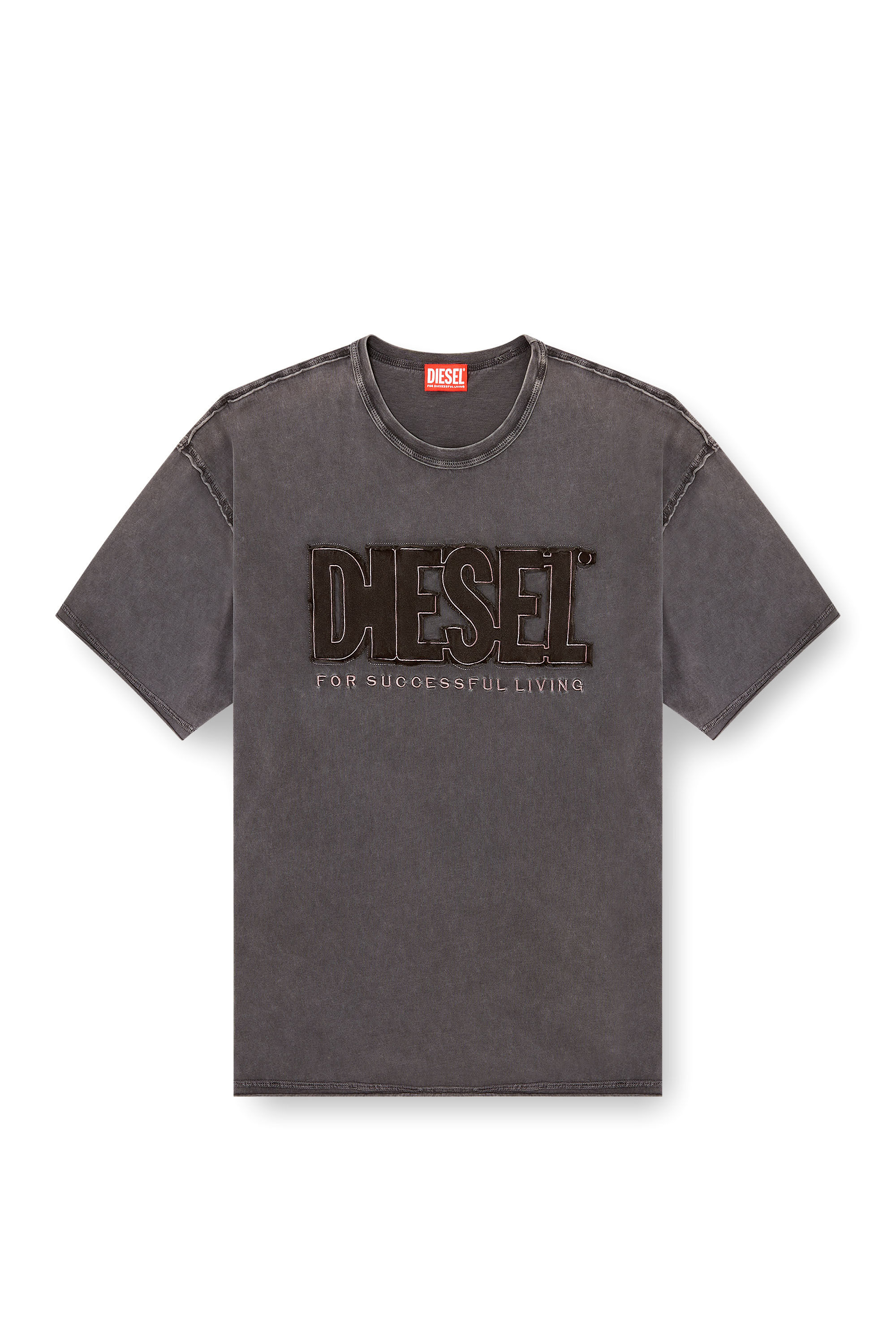 DIESEL tシャツ Men's T-shirt with appliqué logo and raw edge | Grey | Diesel