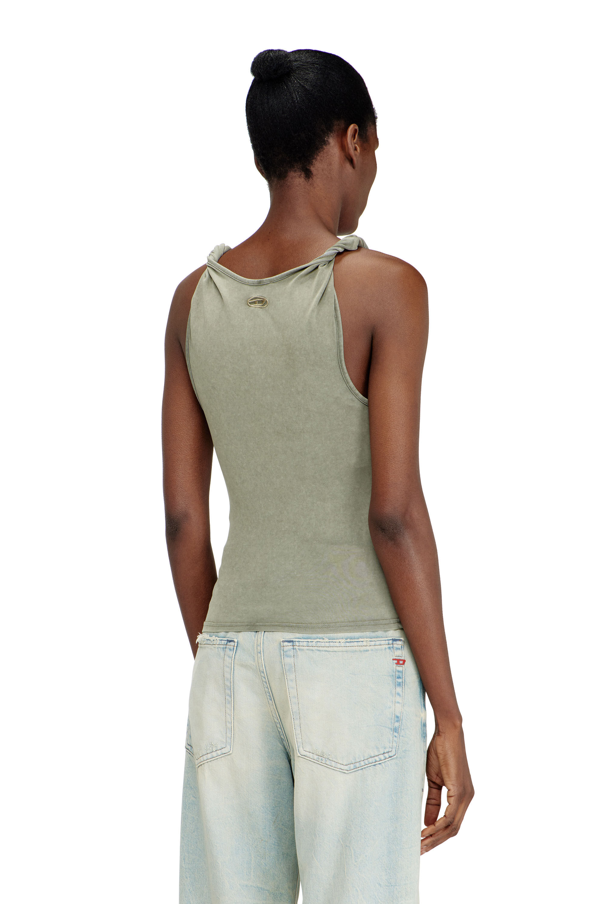 Women's Tank top with twisted straps | Green | Diesel