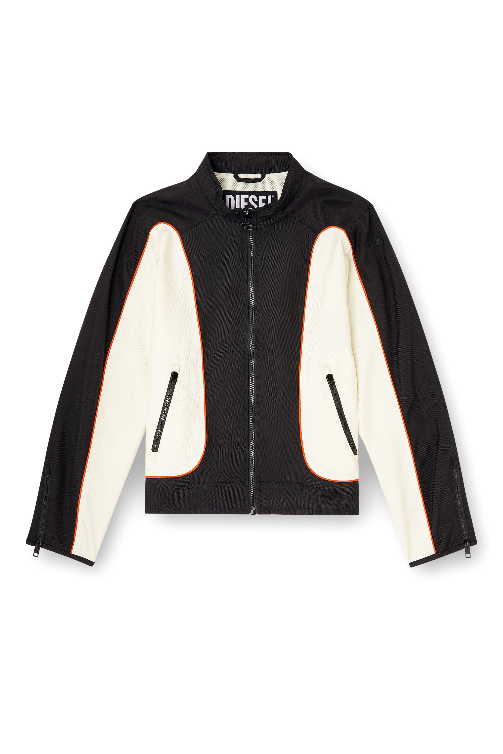 Men's Nylon jacket with color block and piping details