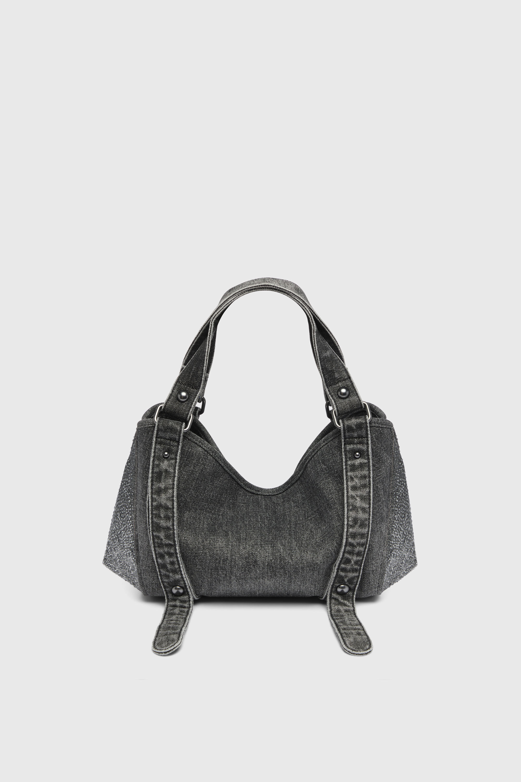 Diesel - D-ONE TOPHANDLE S, Woman's D-One-Small top-handle bag in crystal solarised denim in Black - 3