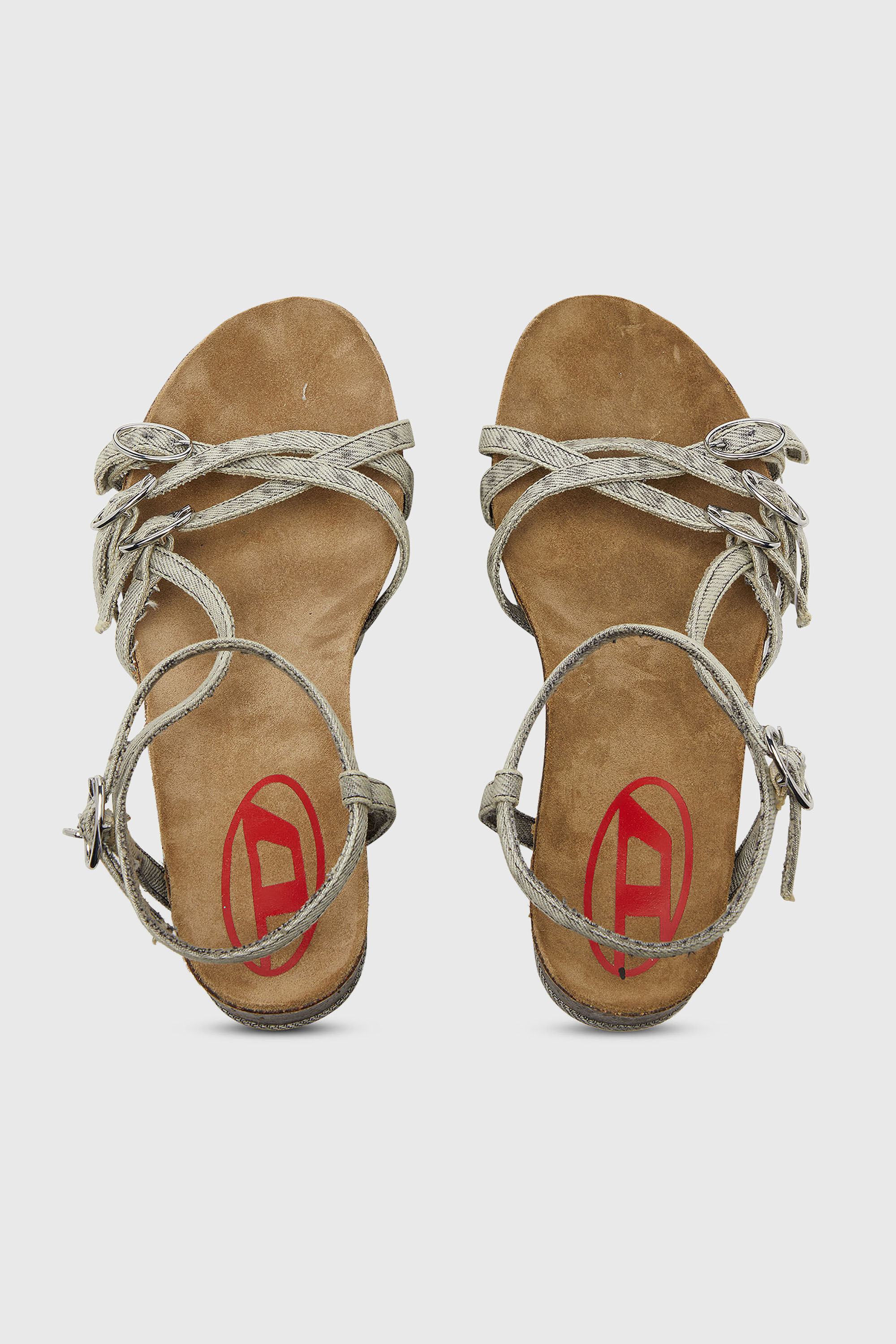 Diesel - D-WOODSTOCK 105 SANDAL, Woman's D-Woodstock-Strappy platform sandals in denim in Grey - 6