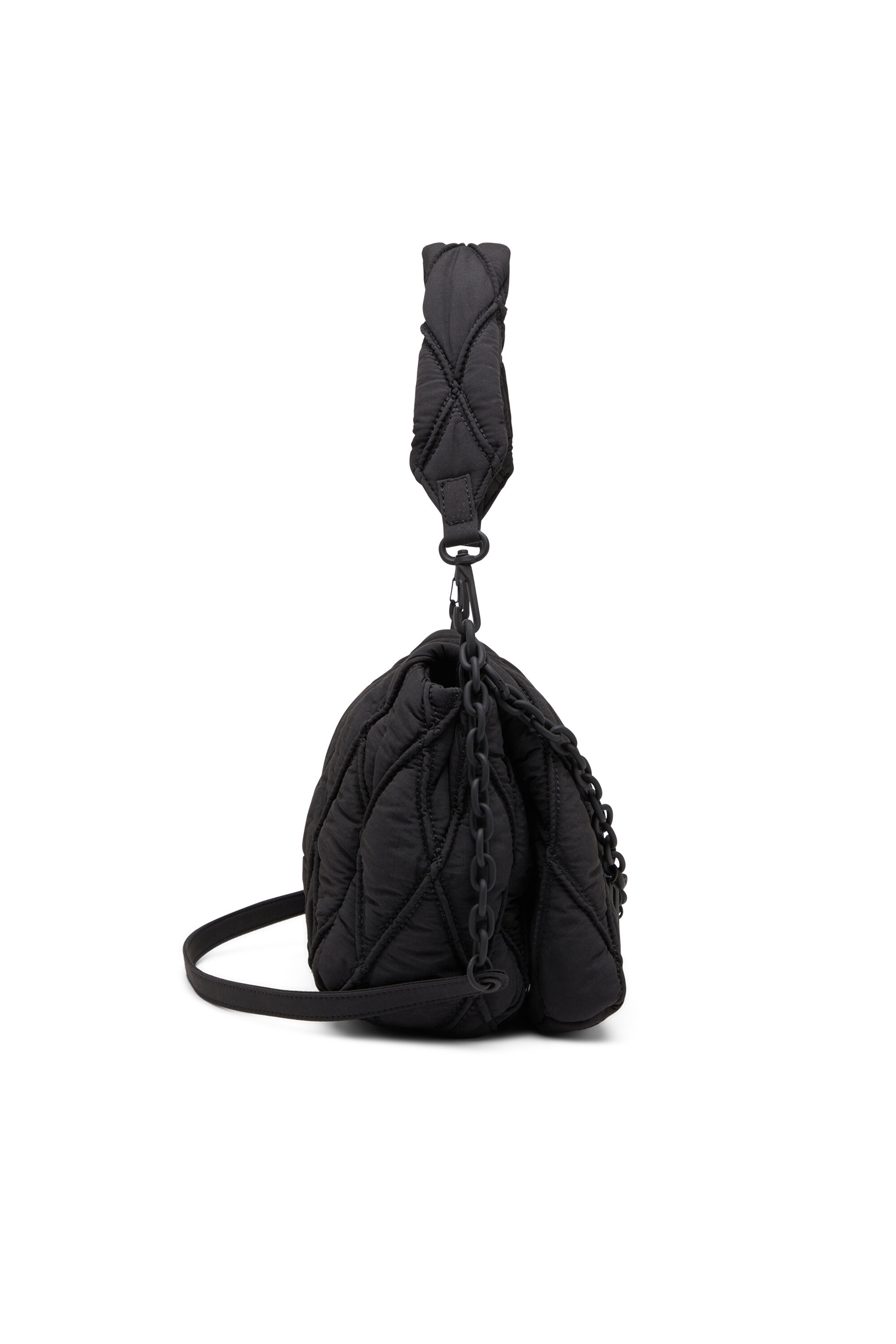 Women's Charm-D-Shoulder bag in quilted nylon | Black | Diesel