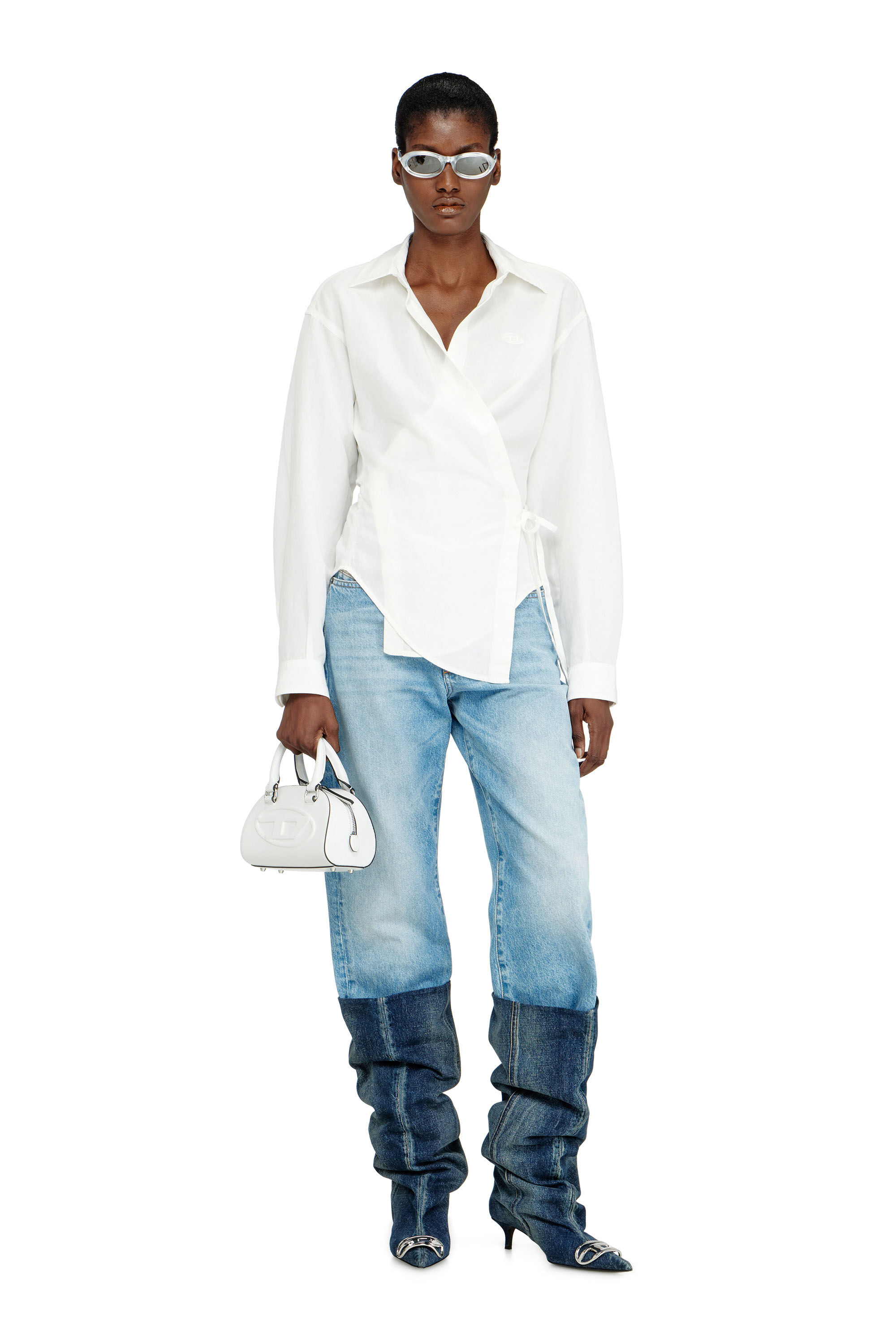 Women's Linen-blend shirt with wrap closure | White | Diesel