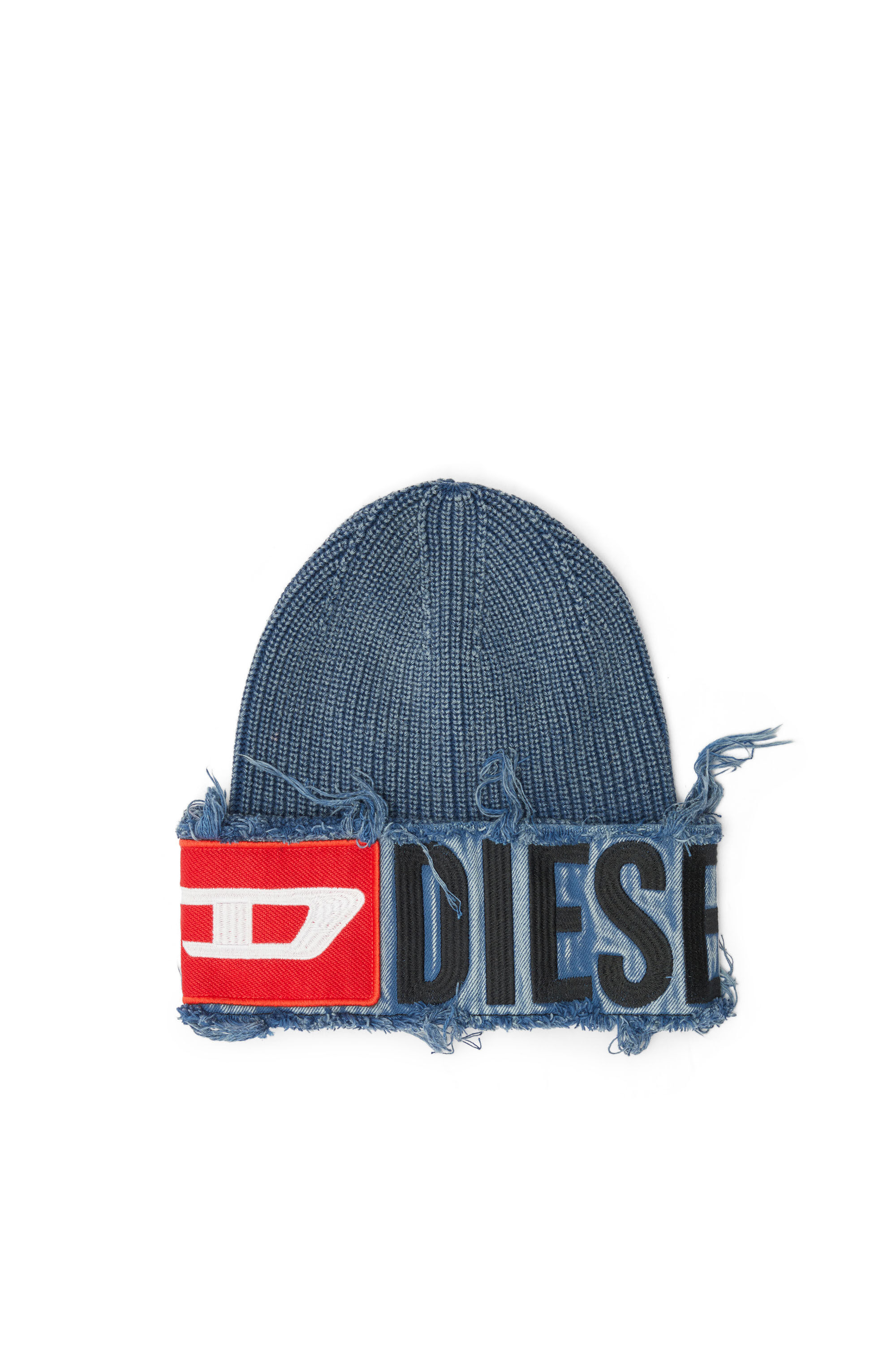 Women's Denim effect beanie with bold patch detail | Blue | Diesel