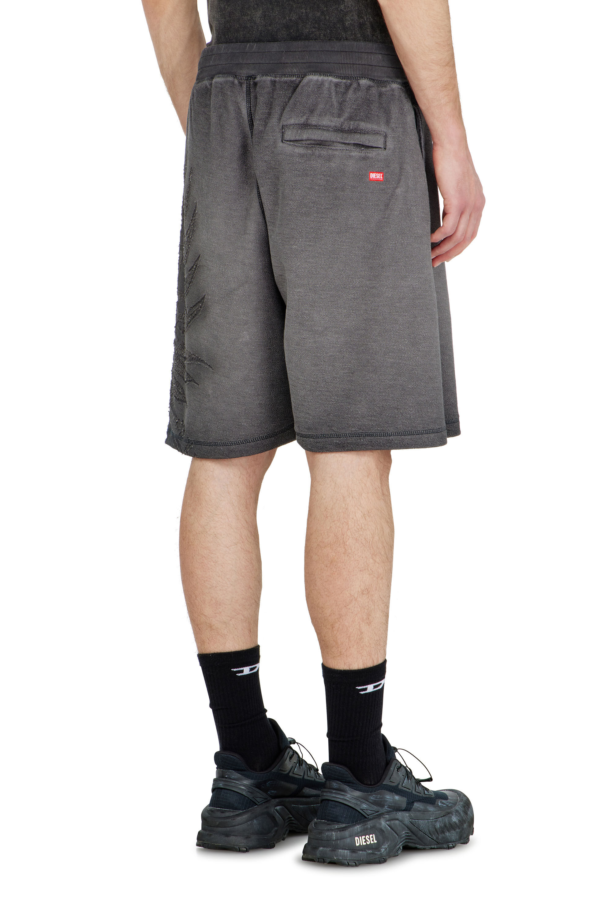 Diesel - P-RAWCROW, Man's Sweatshorts with d&eacute;vor&eacute; motifs in null - 4