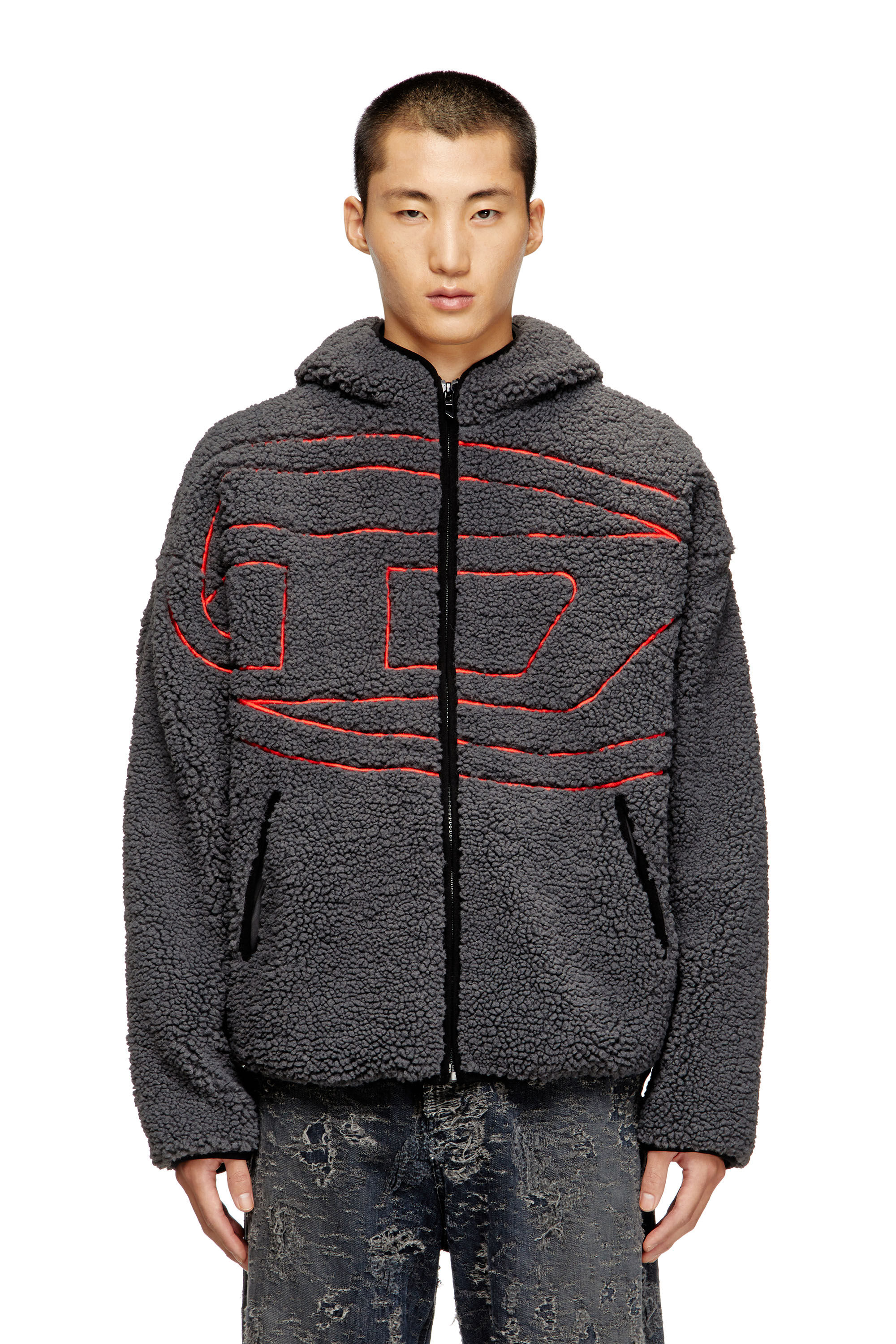 Men's Teddy hoodie sweatshirt | Grey | Diesel