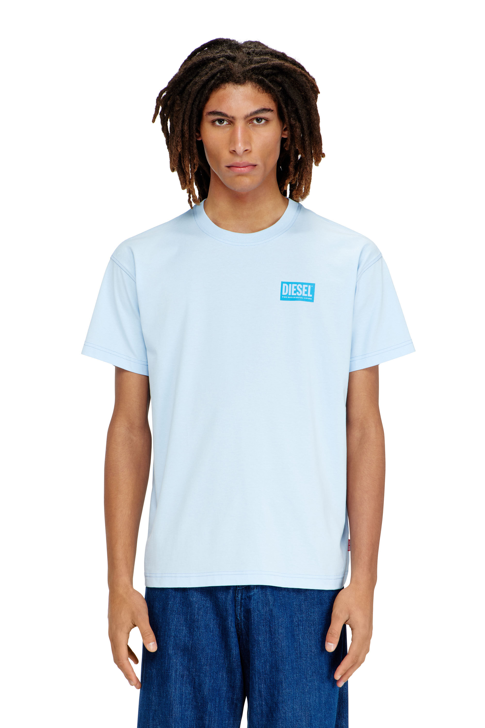 Men's T-shirt with plastisol print | Blue | Diesel FI