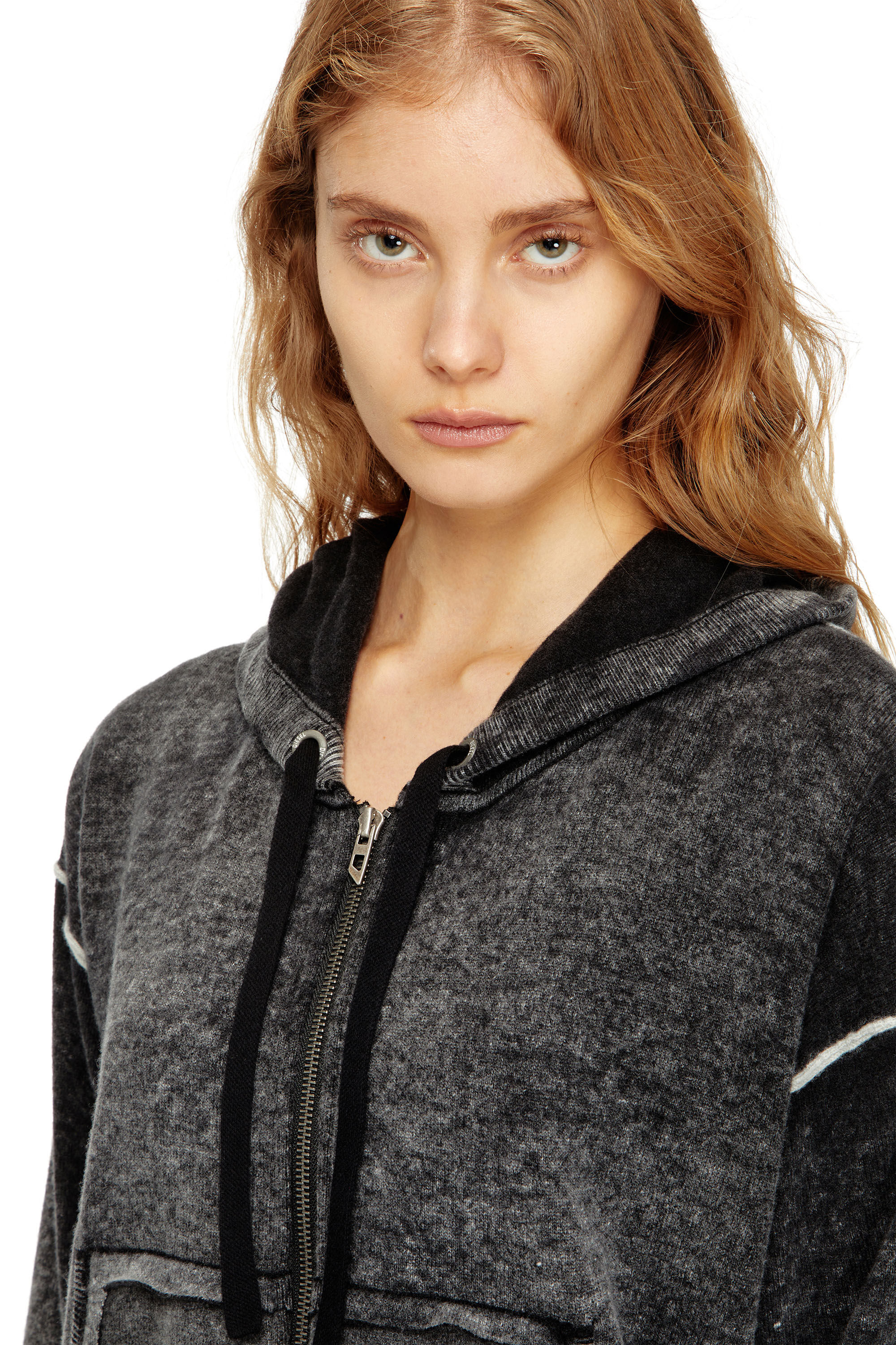Diesel - M-HERMINE, Woman's Reverse-print hooded cardigan in wool in null - 5