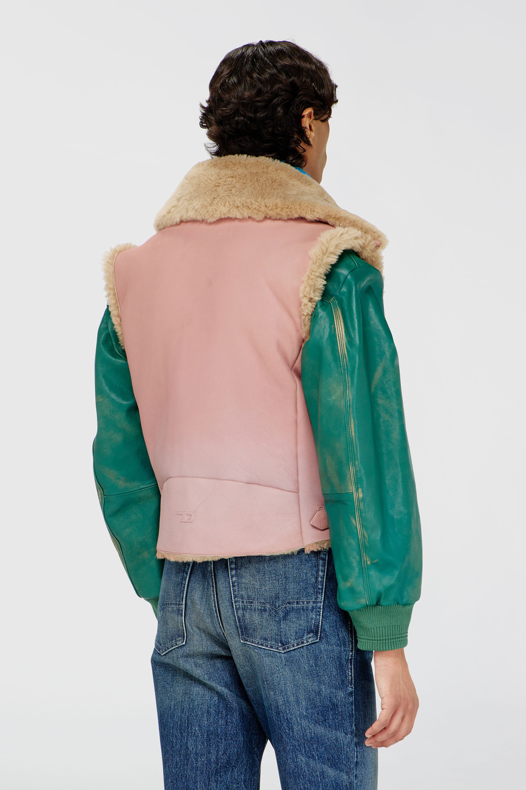 Diesel - L-HONT, Man's Shearling leather vest in Pink - 4