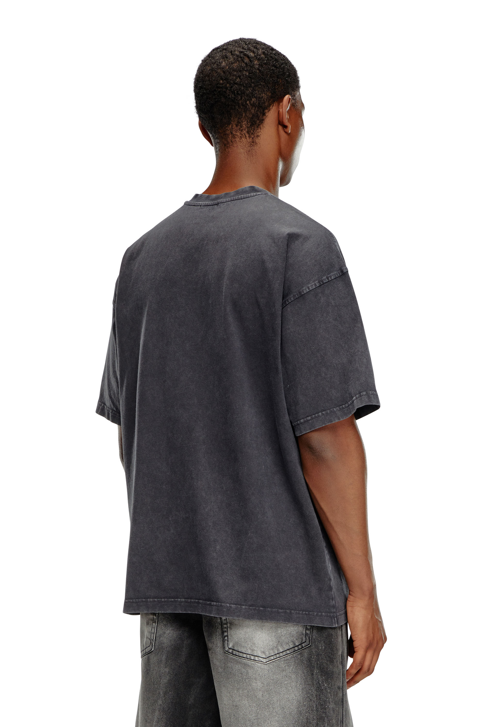 Men's Faded T-shirt with Oval D print | Black | Diesel