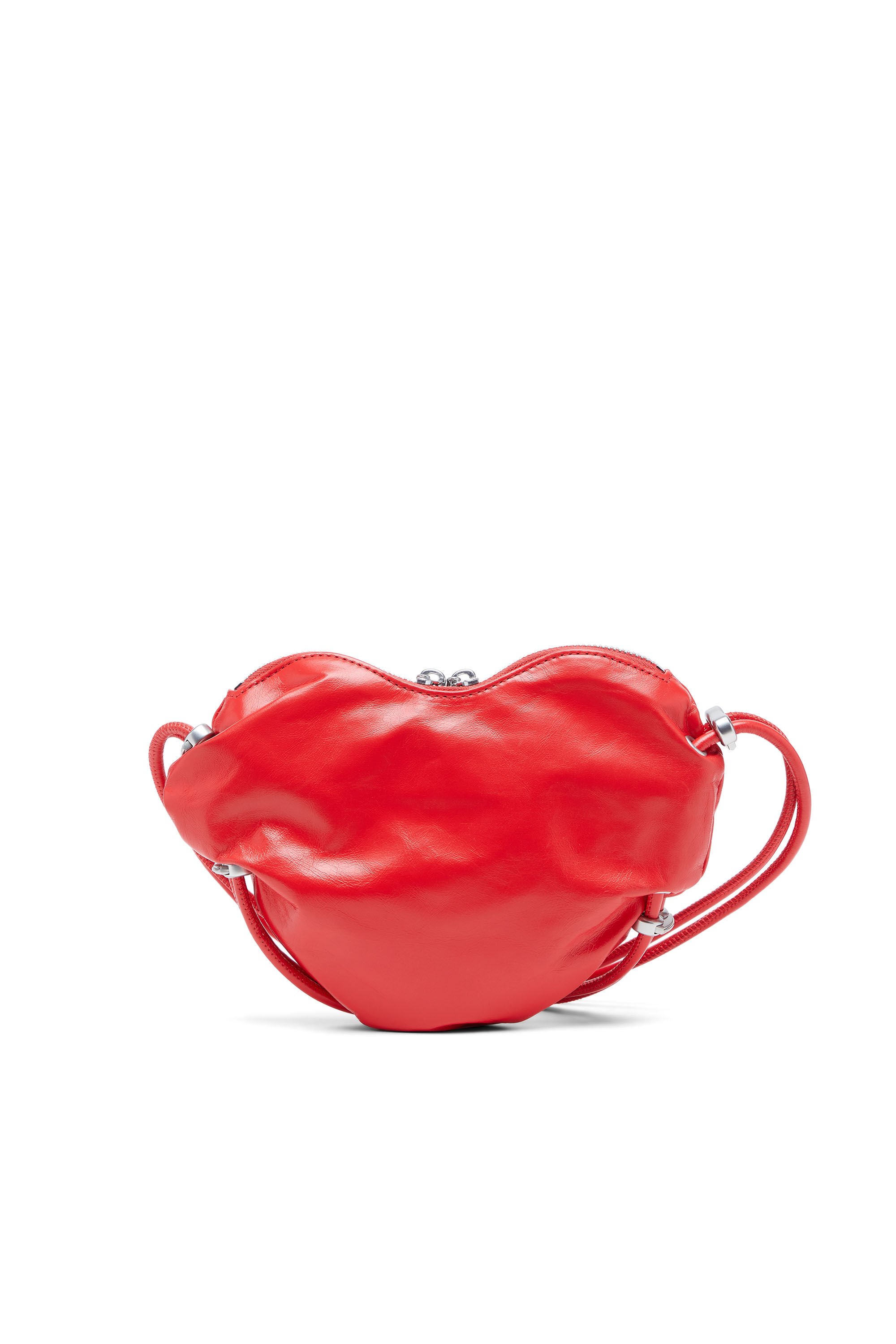 Women's Scrunch-D-Heart shoulder bag in scrunched leather | Red