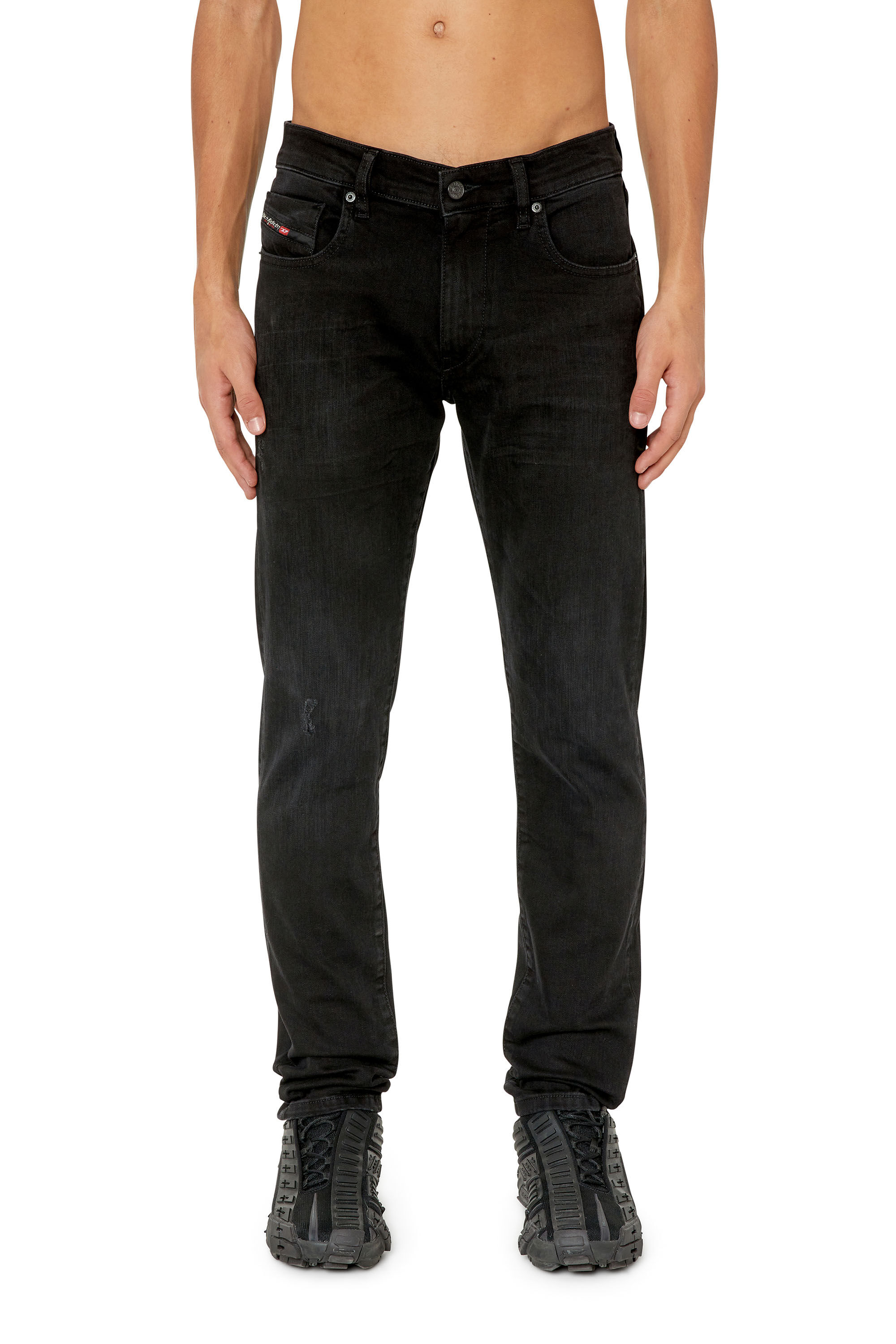 Diesel - 2019 D-Strukt 0TFAS Slim Jeans, Black/Dark grey - Image 3