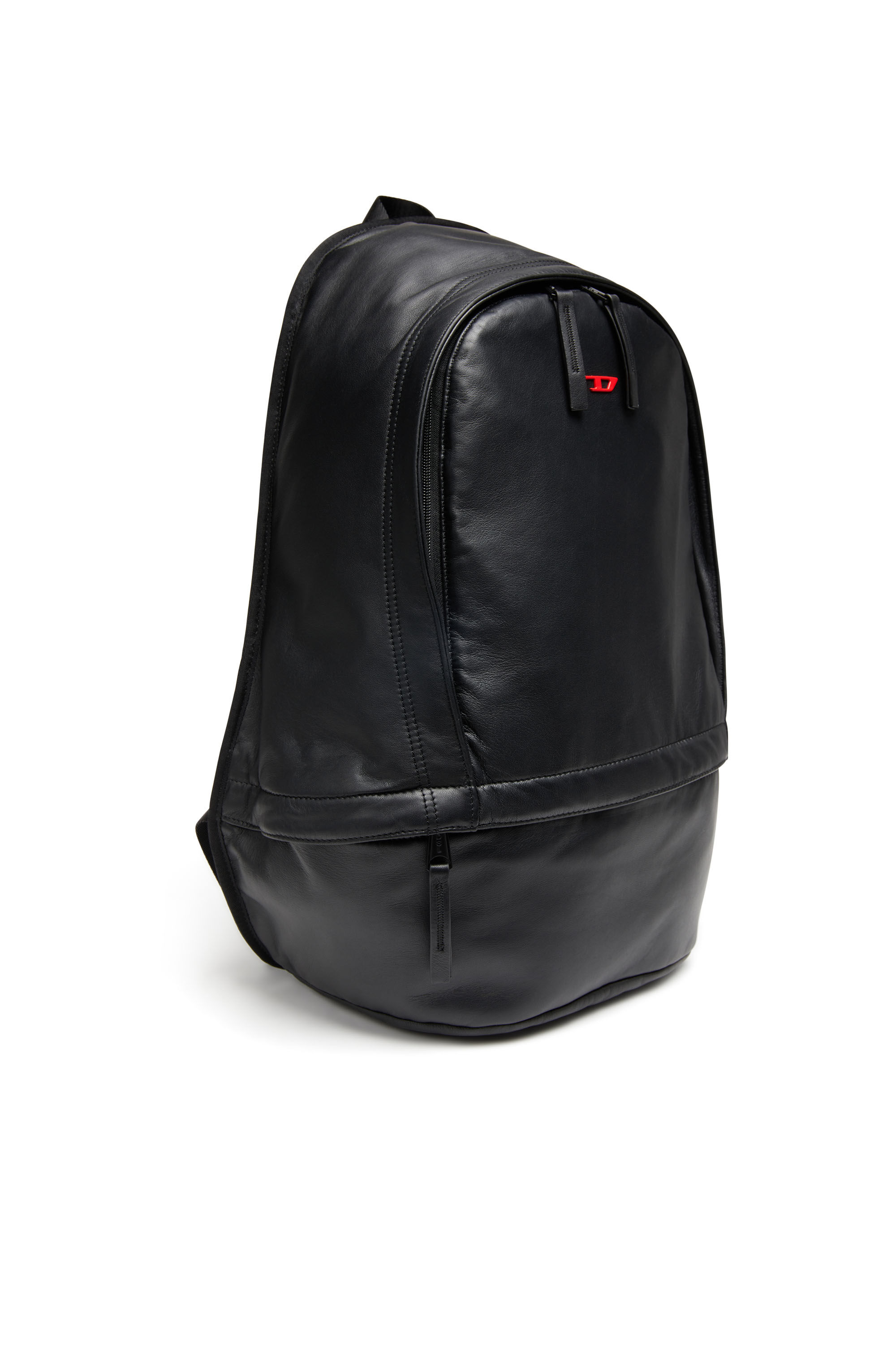 Men's Rave-Leather backpack with metal D | Black | Diesel Men's Rave-Leather backpack with metal D | Black | Diesel