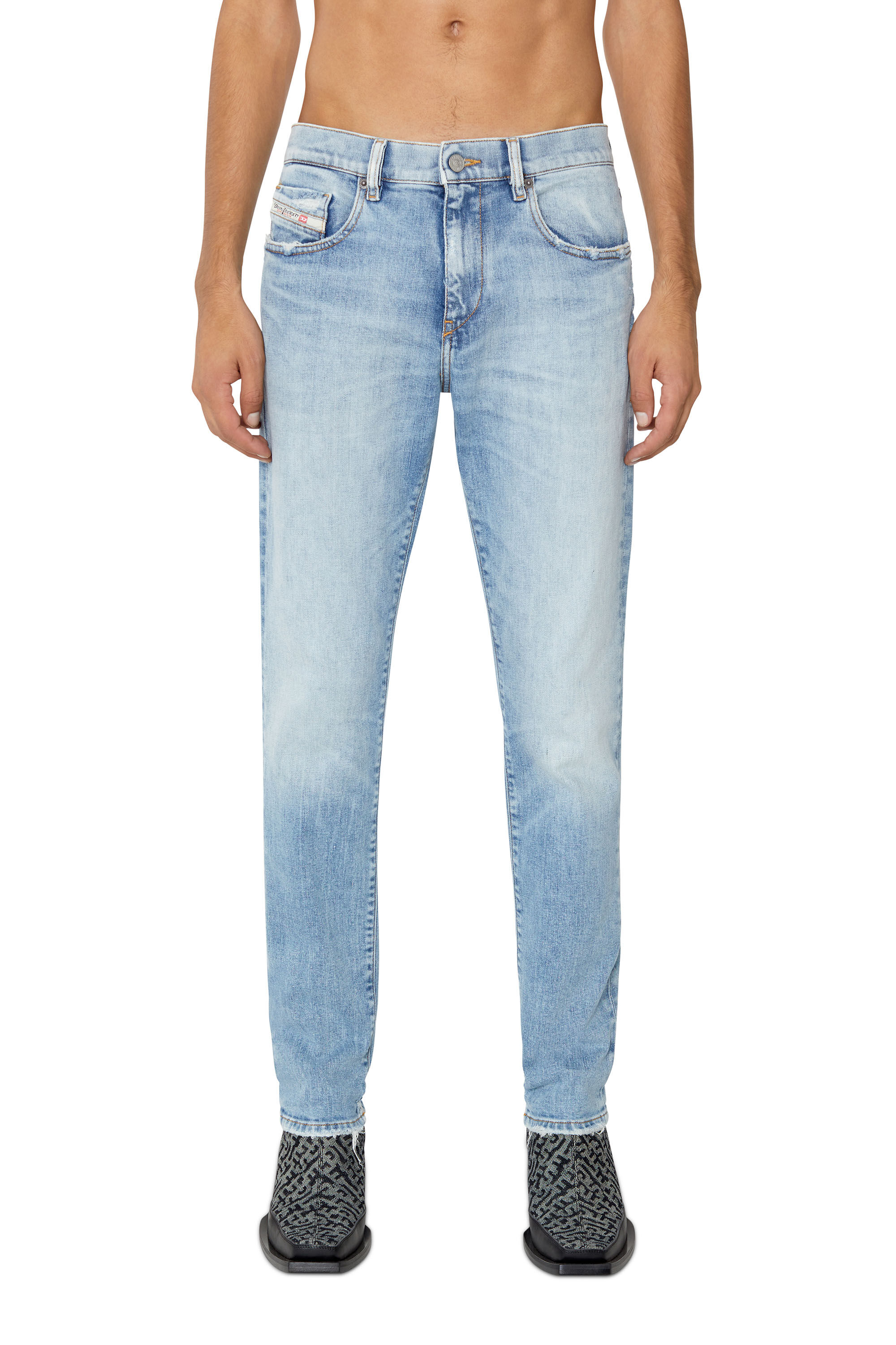 Diesel - 2019 D-Strukt 09E67 Slim Jeans, Light Blue - Image 3