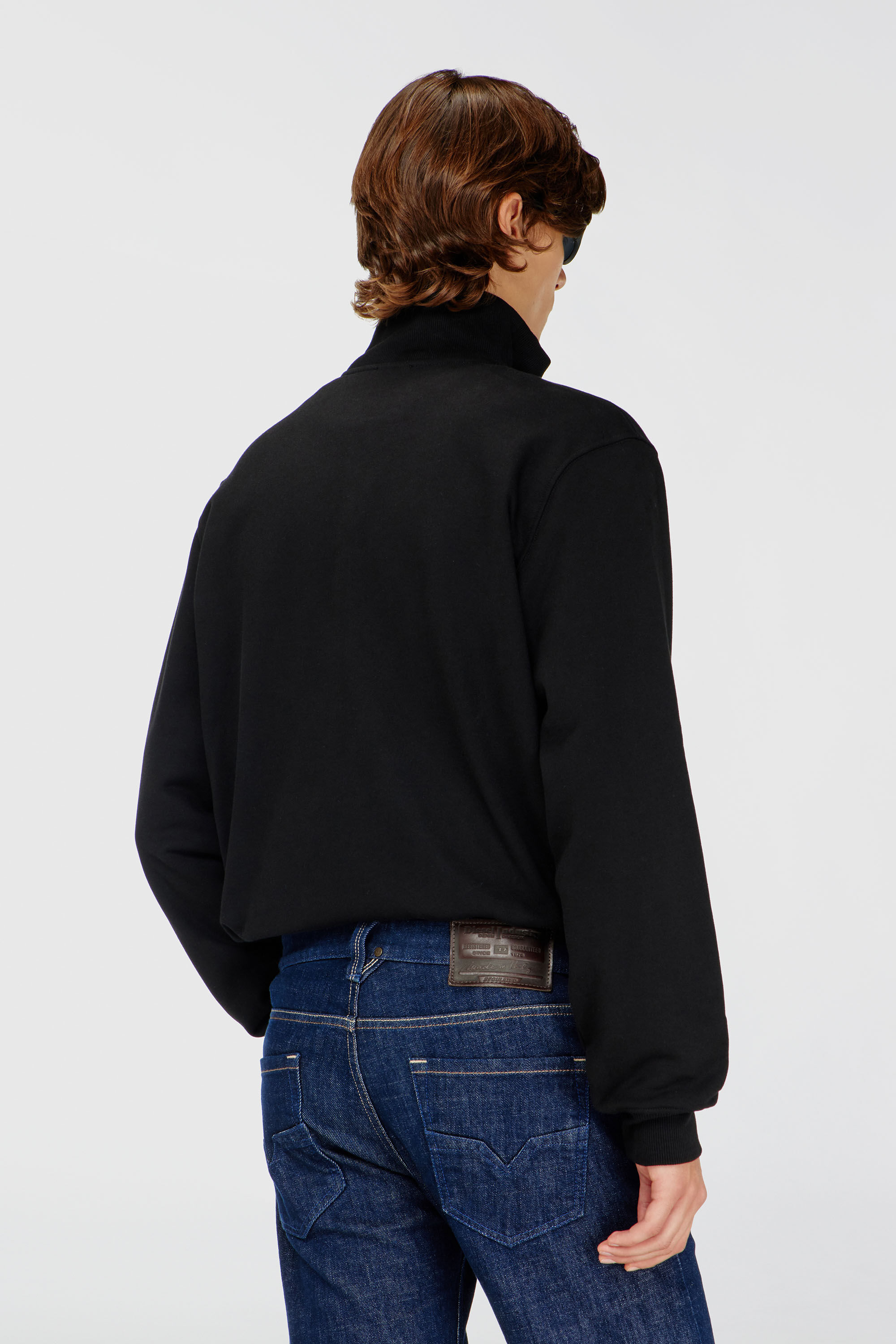 Men's Zip-up sweatshirt with metallic logo | Black | Diesel FI