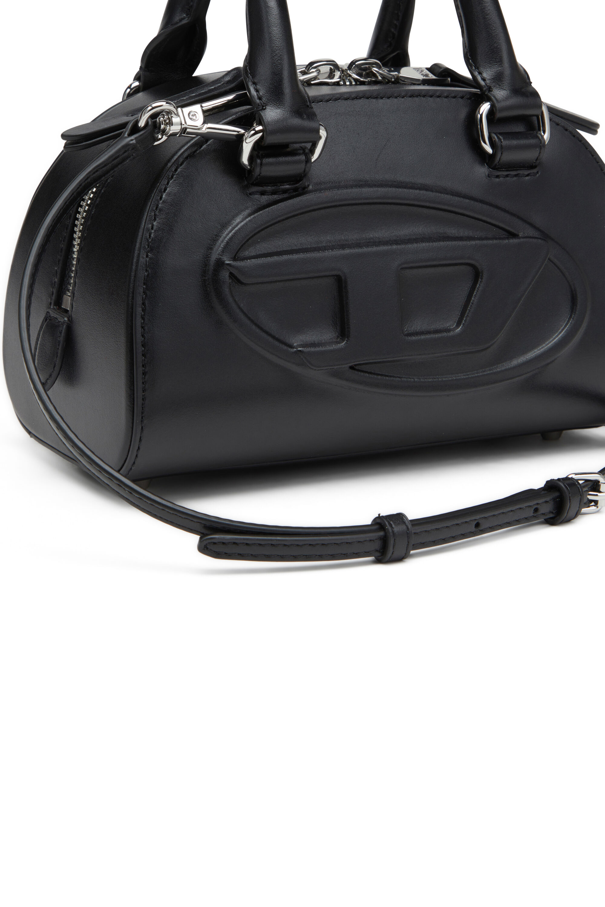 DIESEL☆ Leather mini bowling bag ブラック ショルダー付き Women's 1DR Dome-Leather mini bowling bag | Black | Diesel