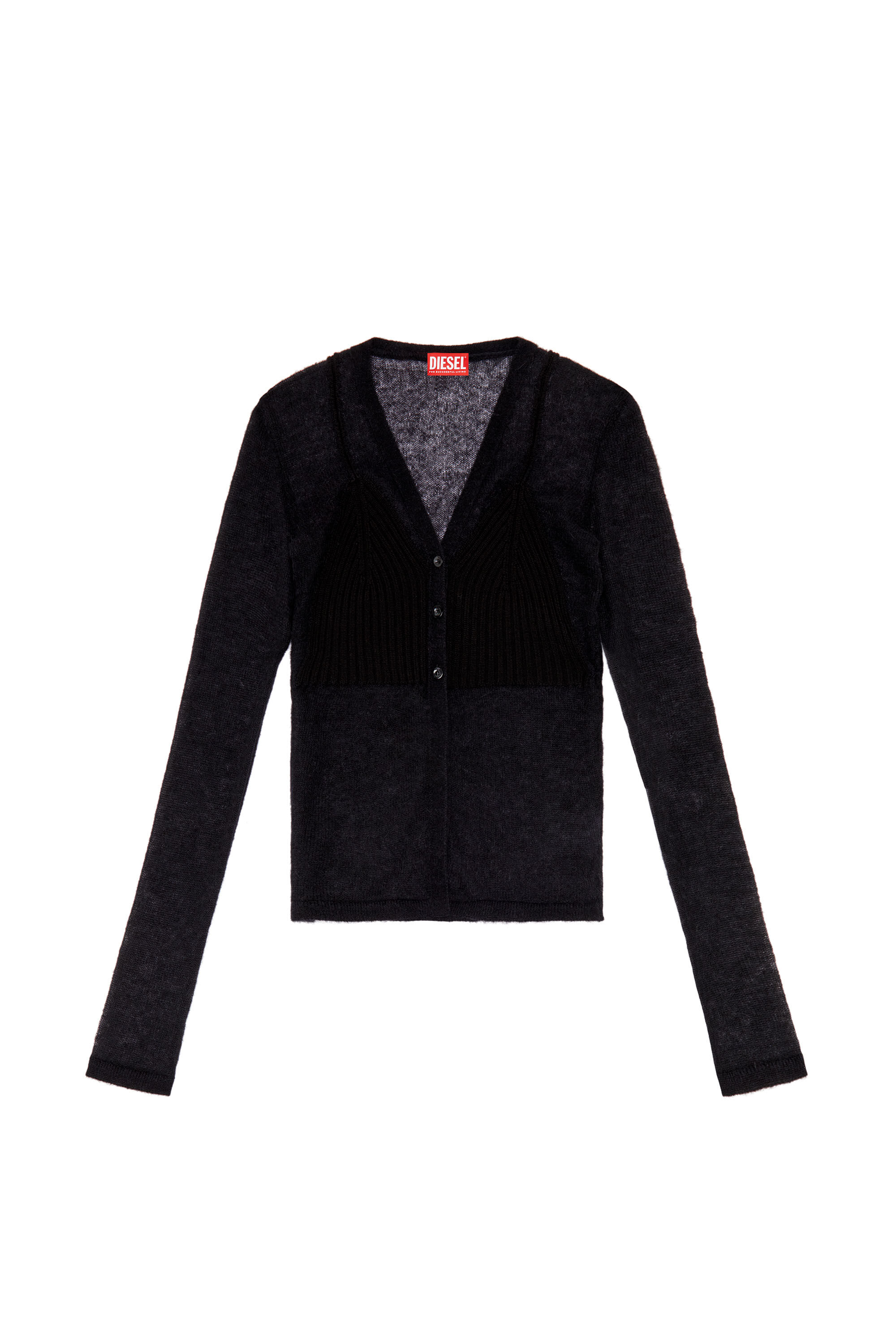 Long sheer cardigan black top