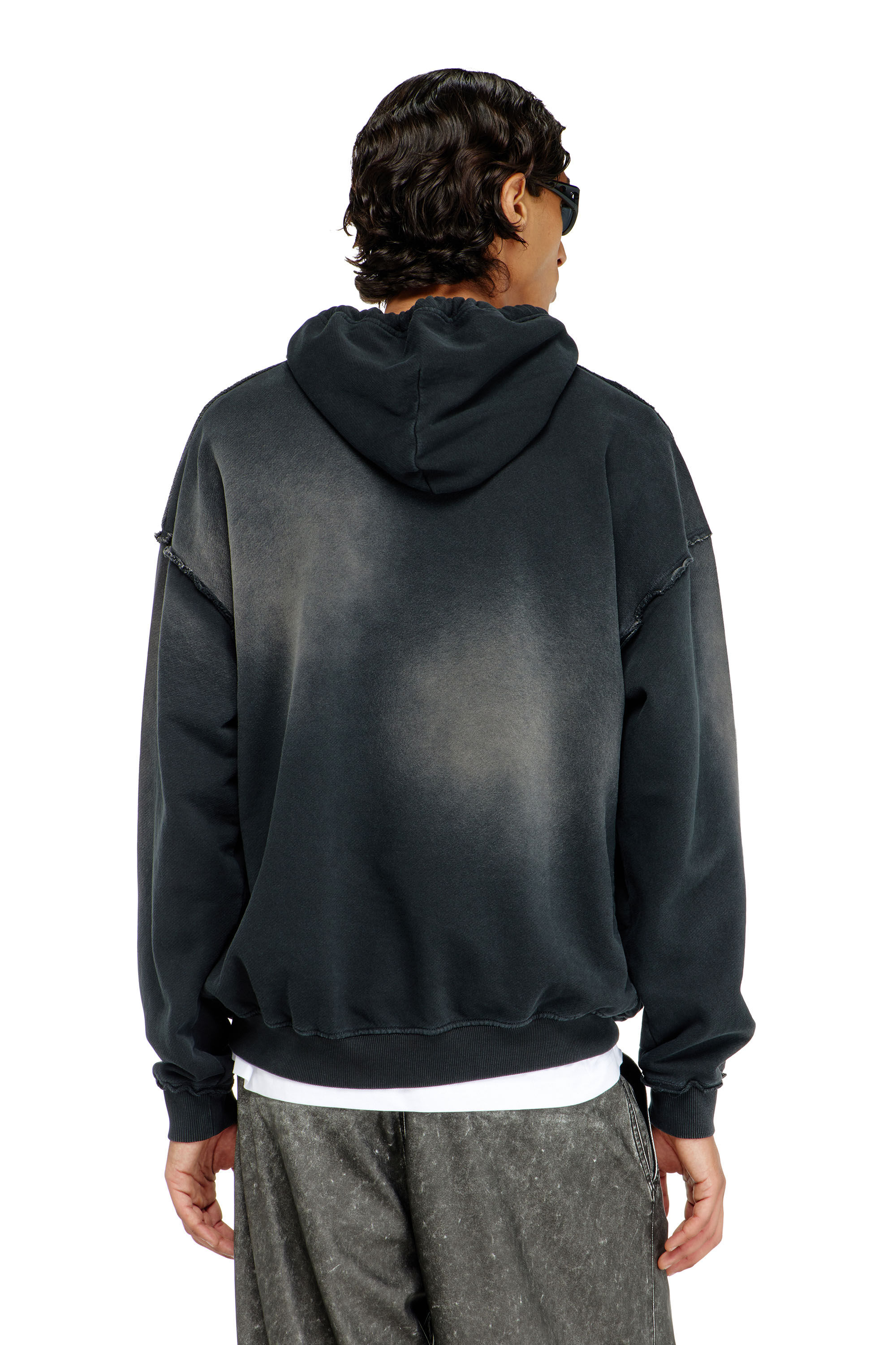 Diesel - S-POCK-HOOD, Man's Faded cotton hoodie with frayed details in null - 4