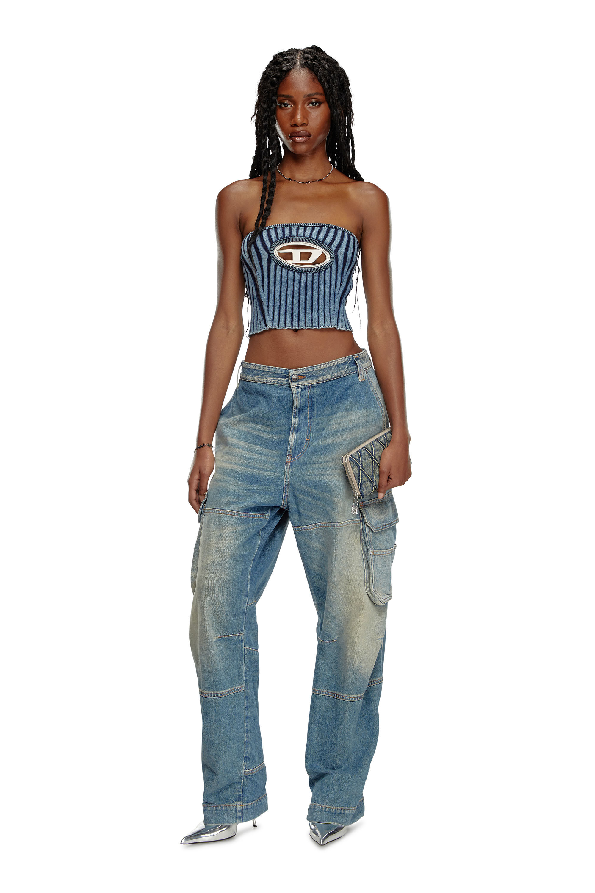 トップス DIESEL M-CLARKSVILLE-A M-CLARKSVILLE Woman: Bandeau Top, cut out, D logo plaque | Diesel