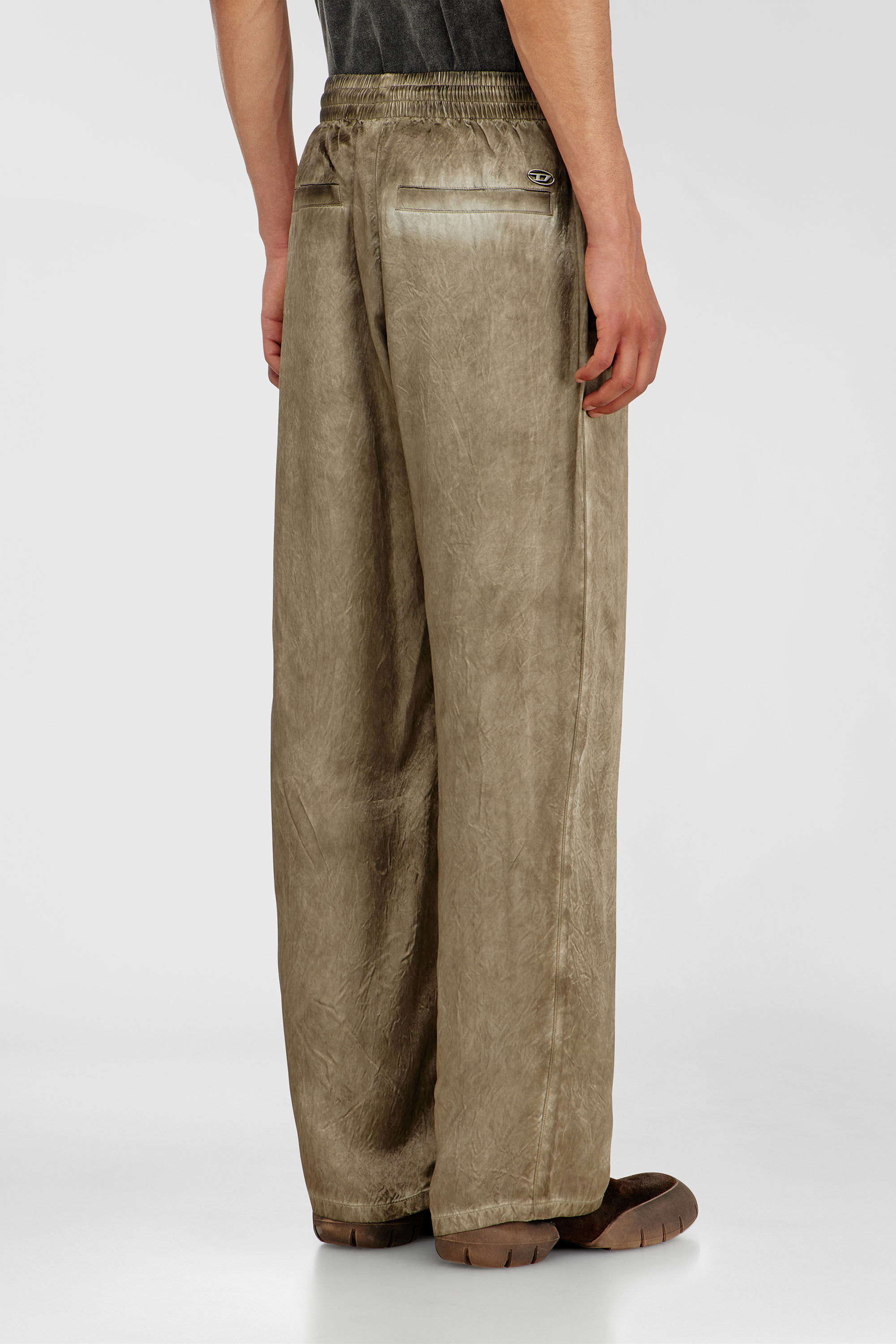 Diesel - P-THECK-AGCT, Man's Pants in wrinkled satin in Light Brown - 4